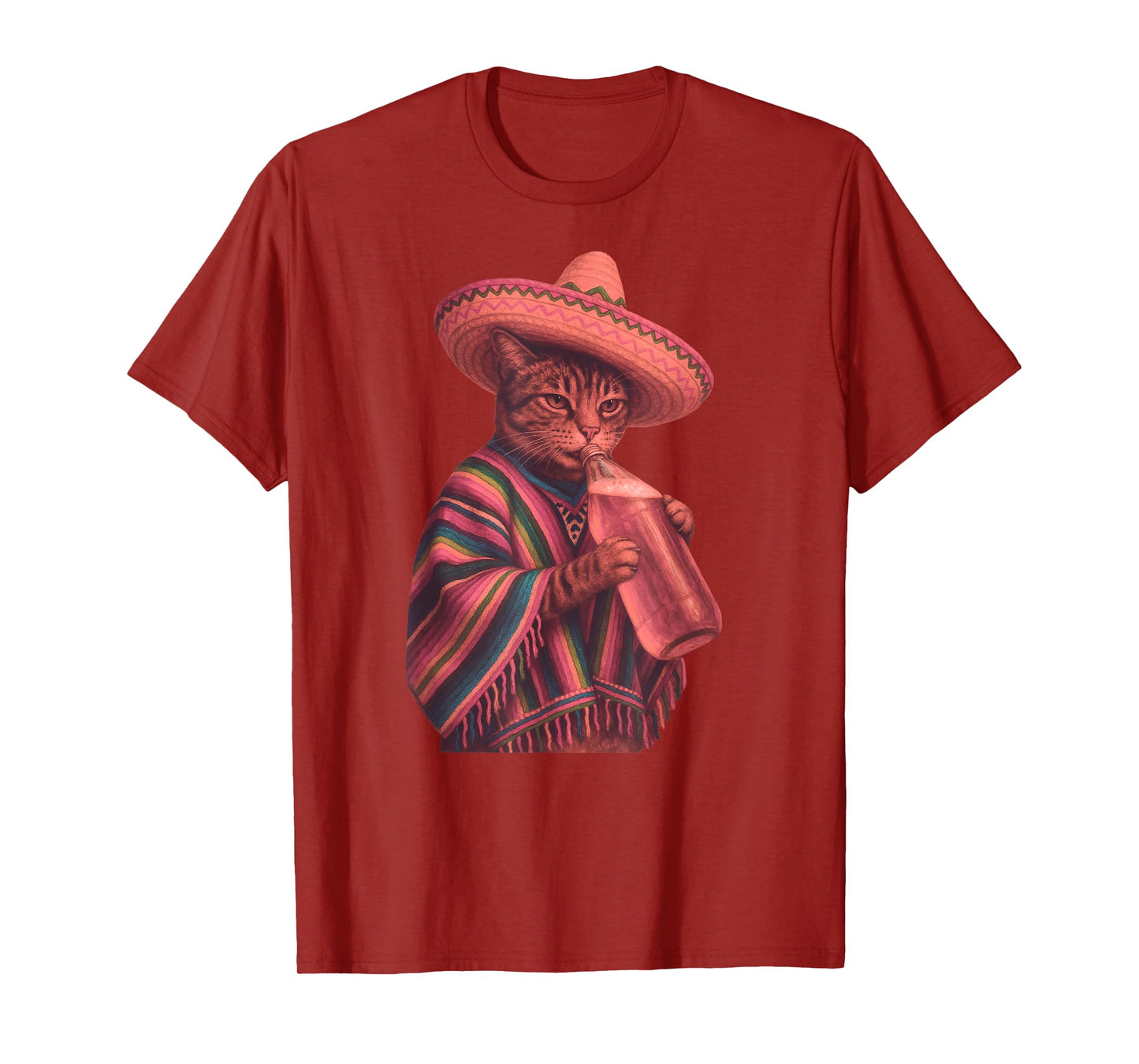 Funny Cat Sombrero Mexican Cinco De Mayo Beer 40 Oz Poncho Men Women T-Shirt
