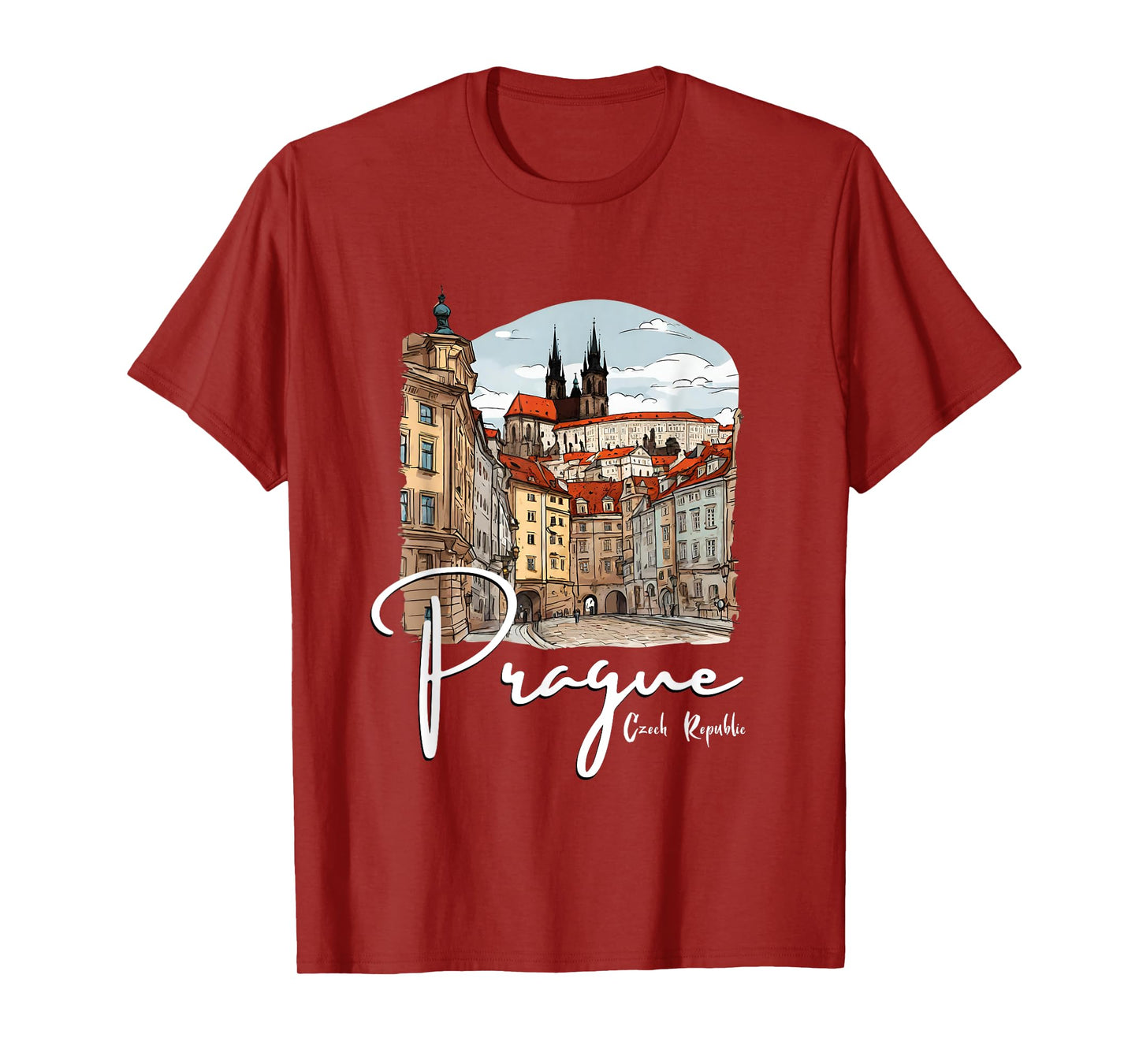 Prague Czech Republic Sketch Souvenir Prague T-Shirt