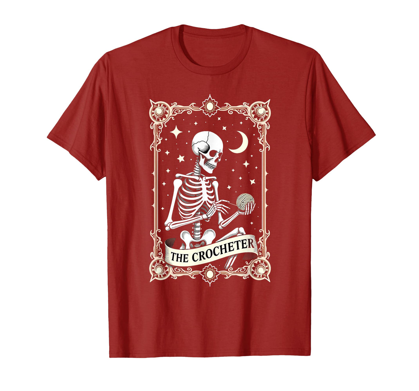 Gothic Tarot Card Crocheter Skeleton Halloween Quilter T-Shirt