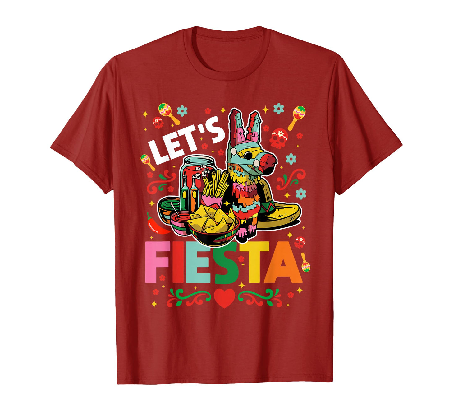 Let's Fiesta Cinco De Mayo Camisa Mexicana Hombre T-Shirt
