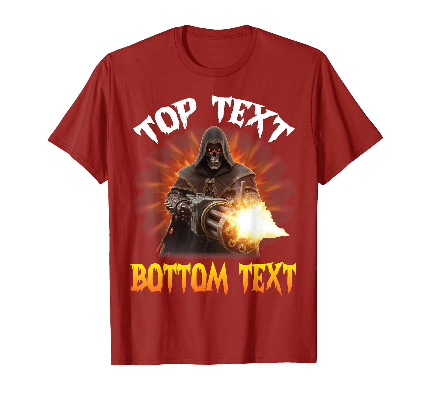 Skeleton Grim Reaper Meme Template with Top Text Bottom Text T-Shirt