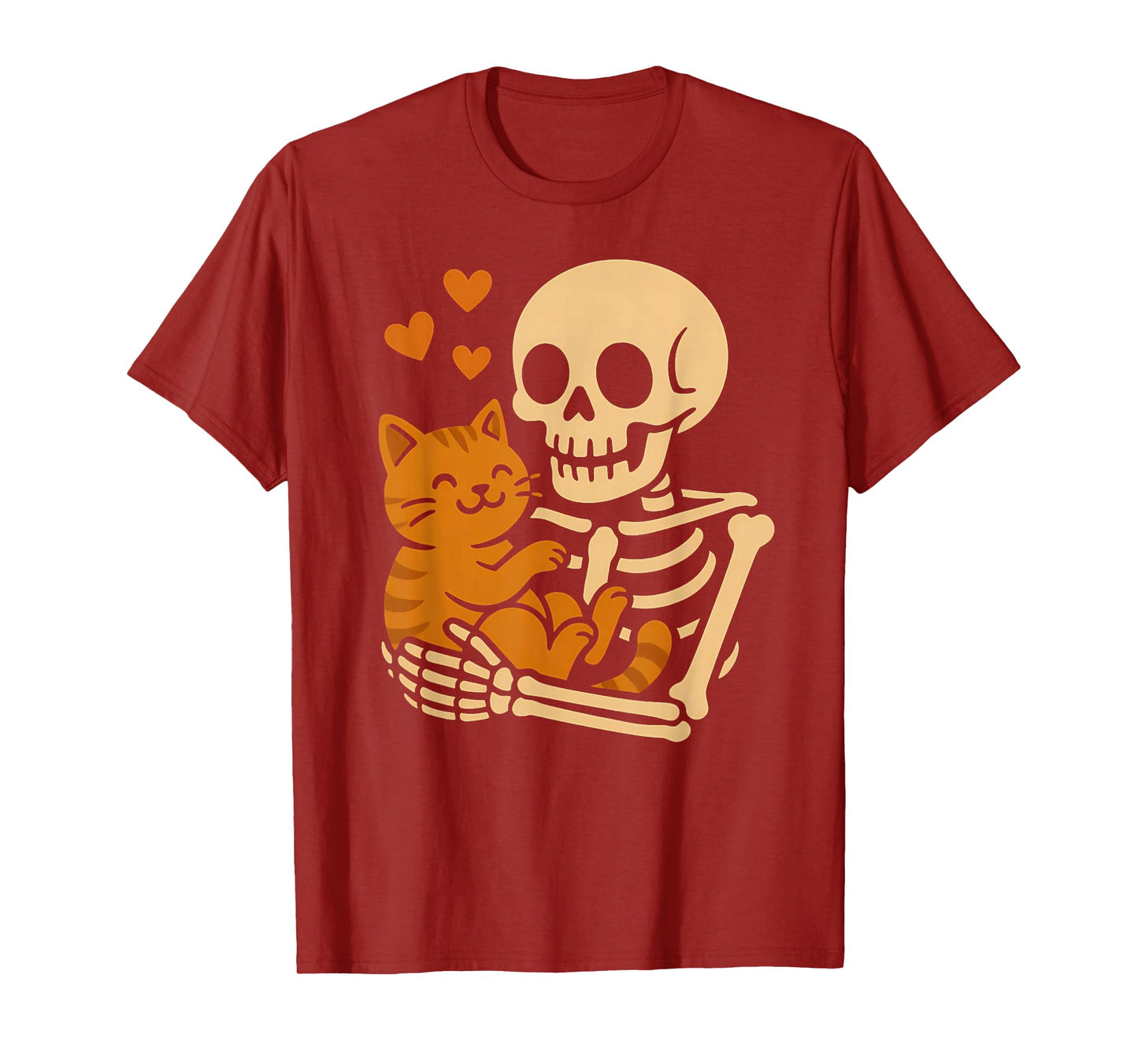 Cute Skeleton Hugging Cat Pet Funny Lazy Halloween Costume T-Shirt