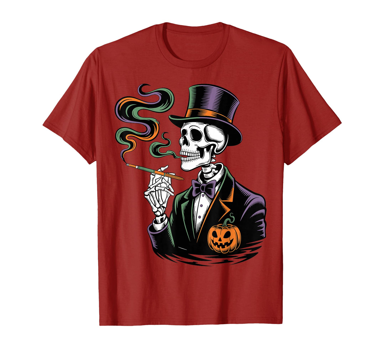 Smoking Skeleton Vintage Gothic Halloween Art T-Shirt