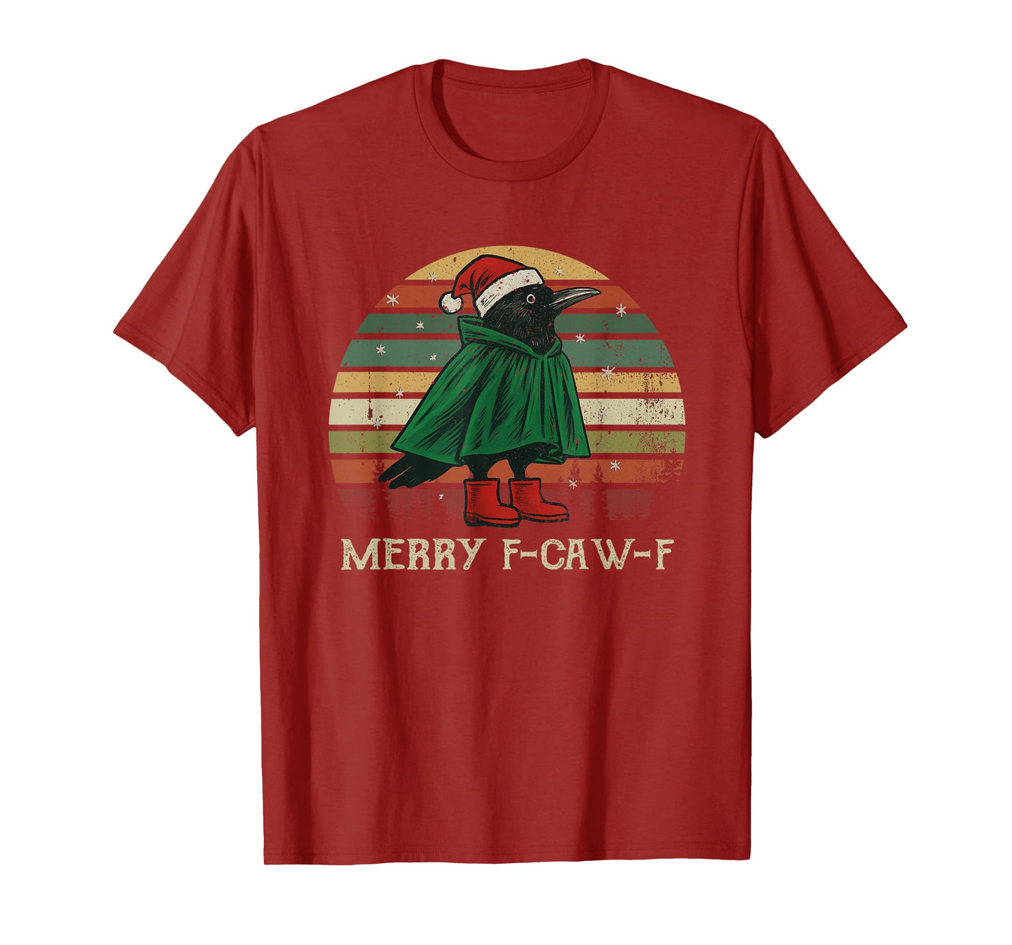 Women Black Crow F-Caw-F Funny Christmas Merry F-Caw-F T-Shirt