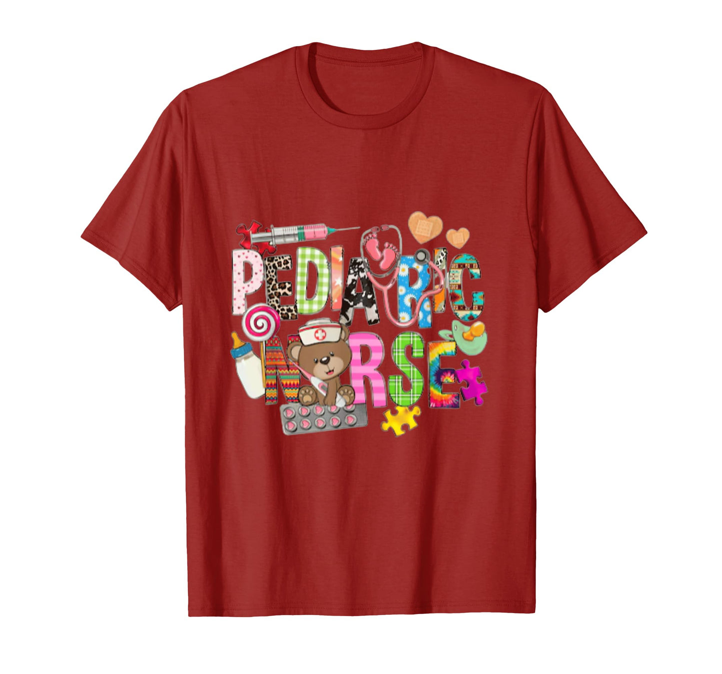 Pediatric Nurse Cute Colorful Bear Funny pediatric nurses T-Shirt