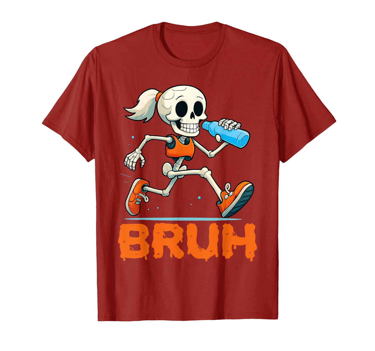 Bruh Running Skeleton Halloween Costume Spooky Runners Lover T-Shirt