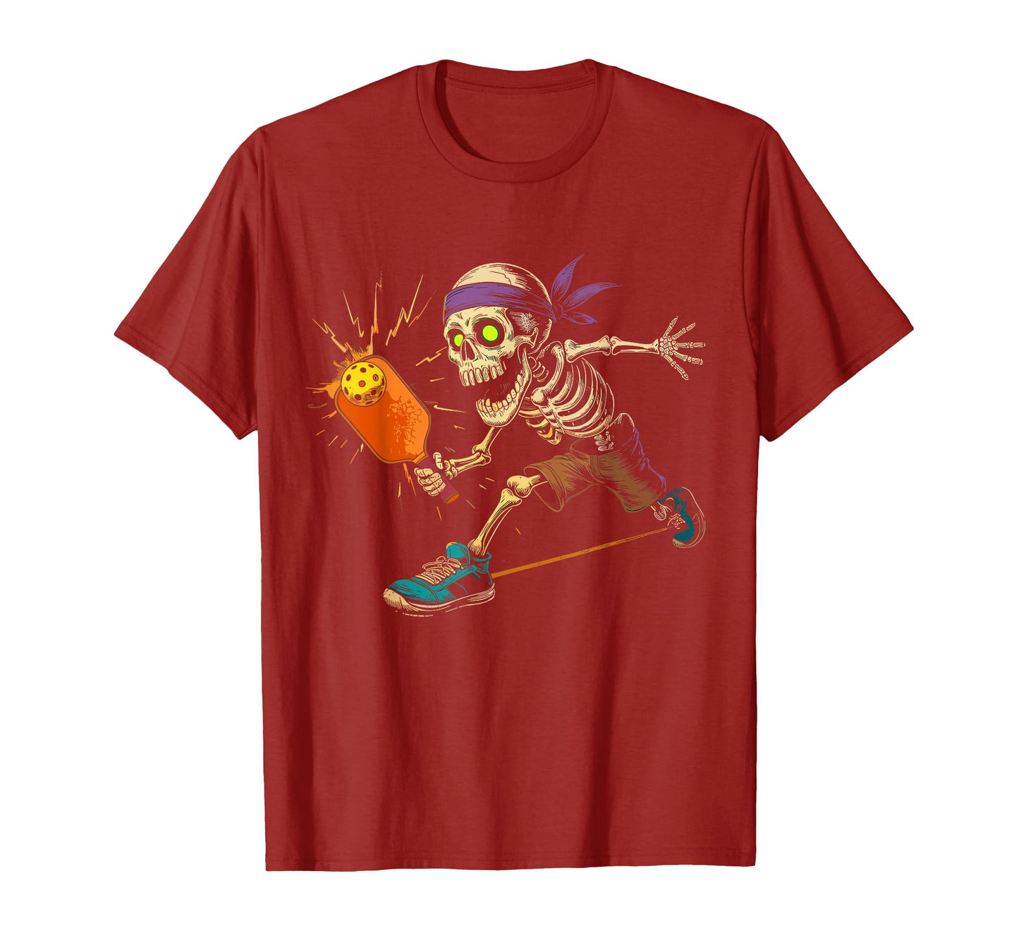 Spooky Skeleton Playing Pickleball Lovers Halloween T-Shirt
