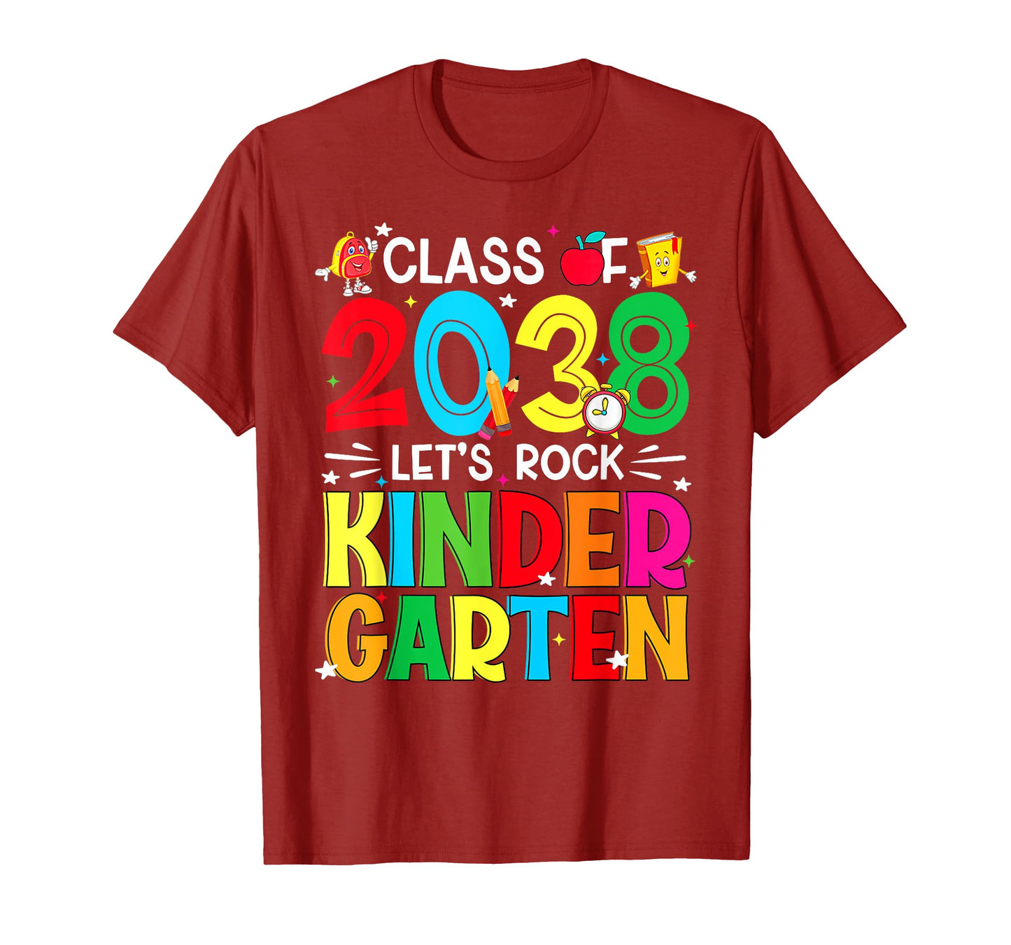 Class Of 2038 Let's Rock Kindergarten First Day Of School T-Shirt