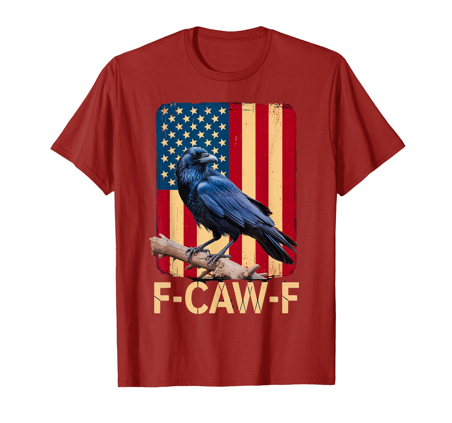 F-Caw-F Black Crow Retro USA Flag Vintage T-Shirt