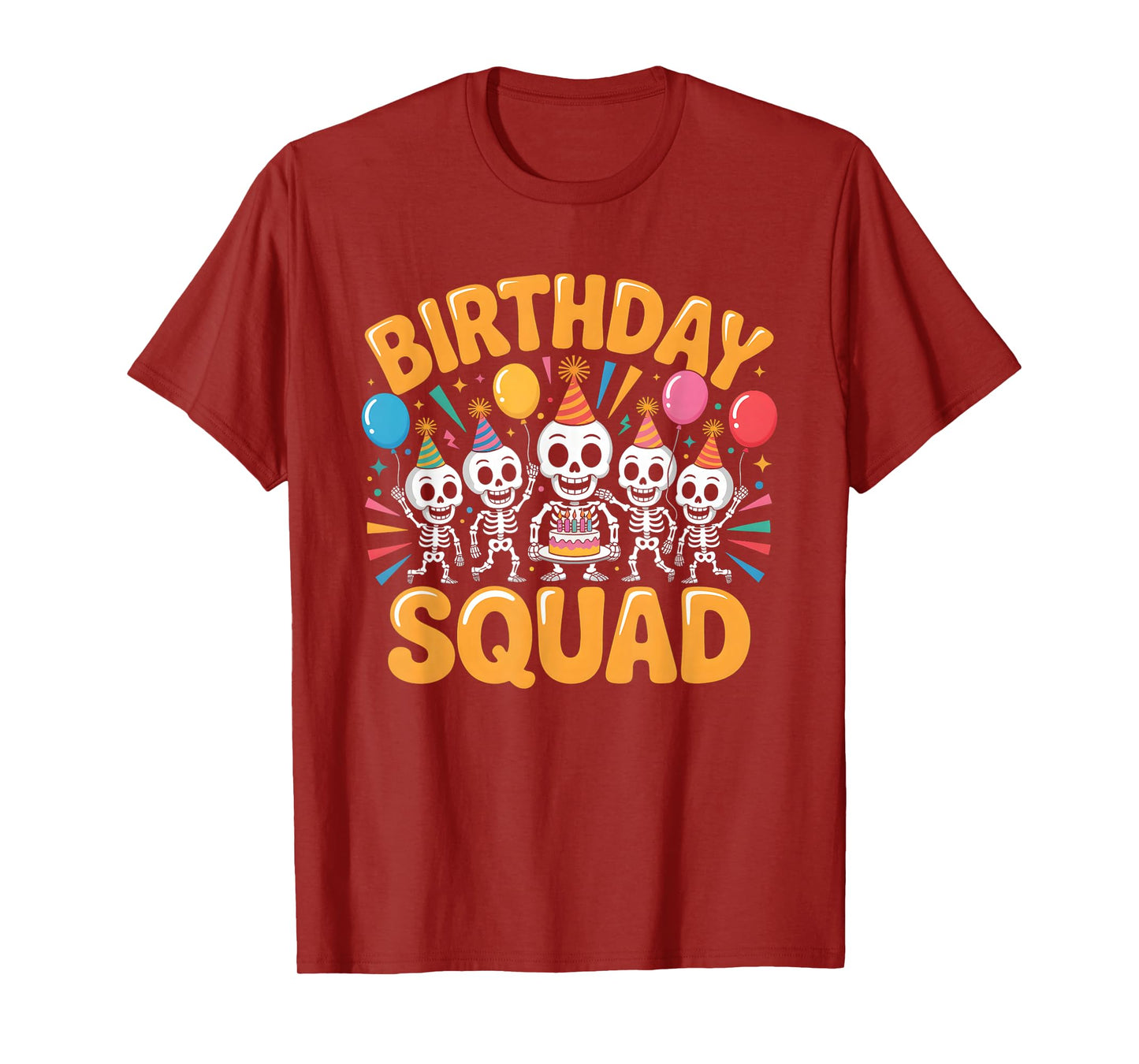 Skeleton Birthday Squad Spooky Skull Party Crew T-Shirt