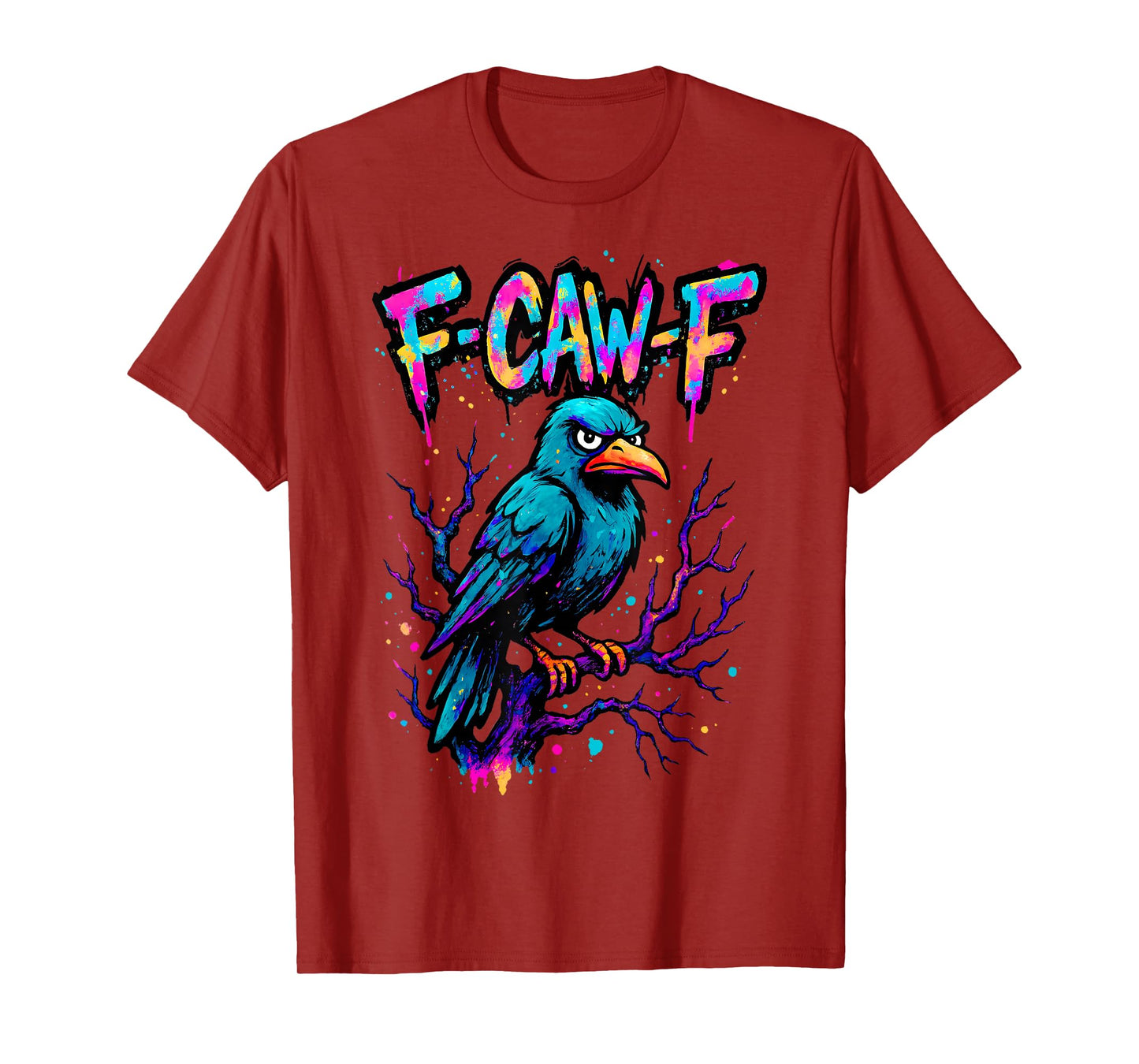 Funny F Caw F Raven Bird Retro Graphic F-CAW-F Crow Pun T-Shirt