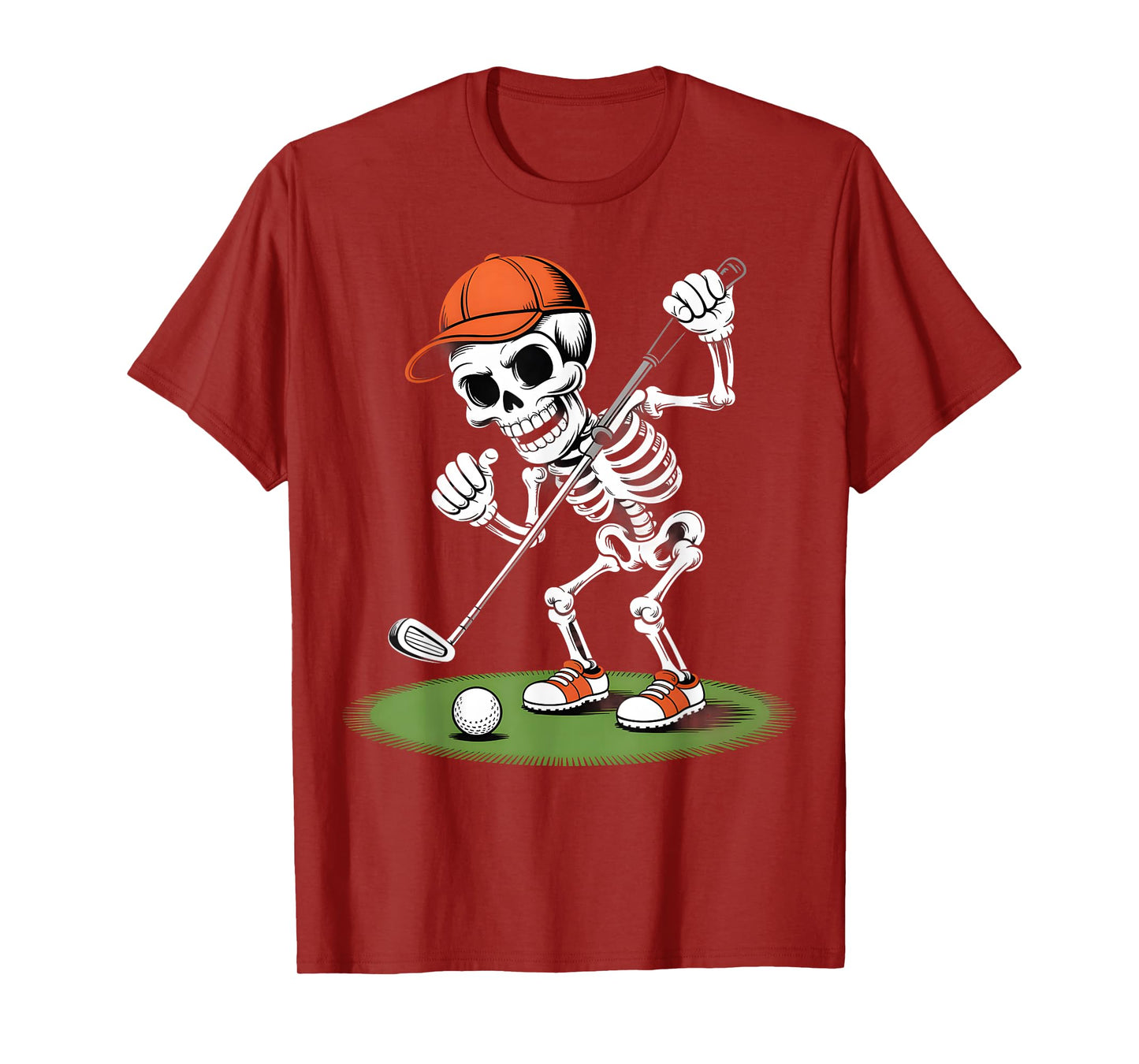 Funny Skeleton Golfer Cartoon Halloween Golf Humor T-Shirt