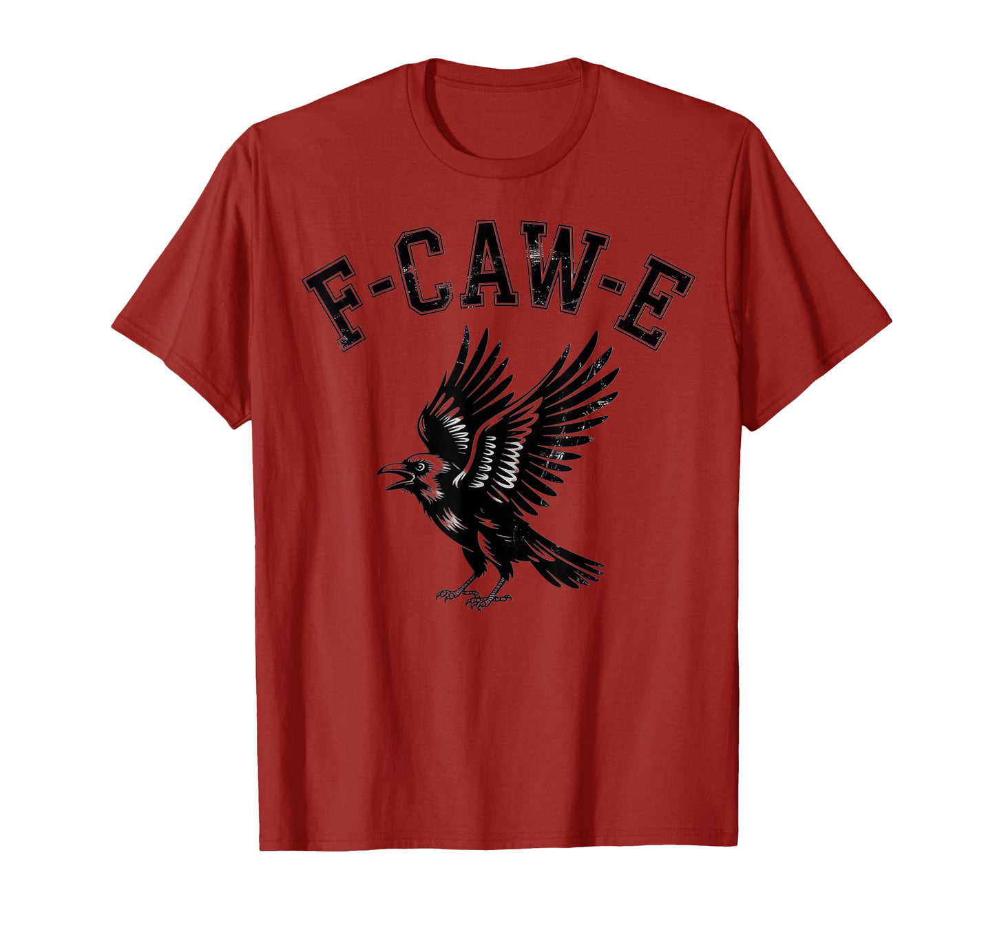 F-CAW-E Vintage Raven Graphic Distressed Gothic Bird Tee T-Shirt