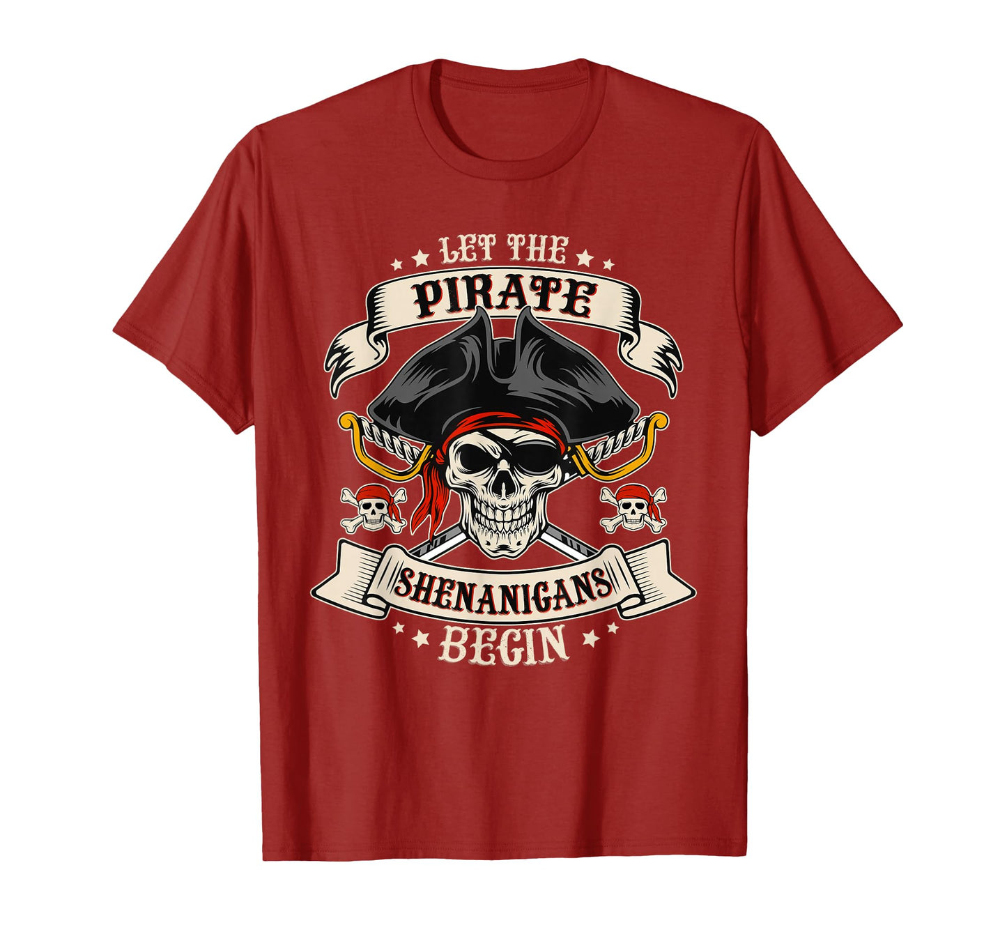 Let The Pirate Shenanigans Begin Skull Pirate Halloween Boys T-Shirt