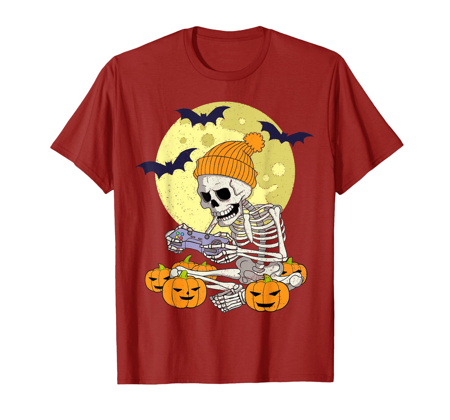Funny Halloween Skeleton Gamer Video Games Boys Mens Gaming T-Shirt