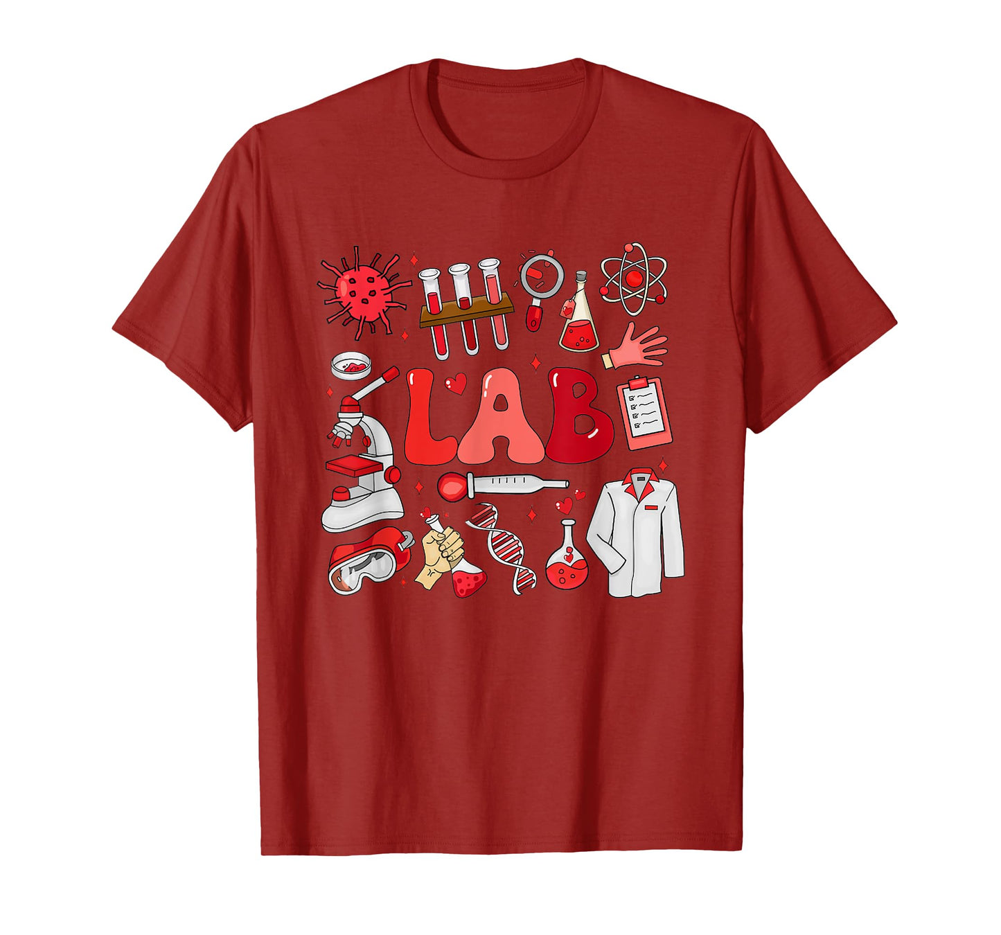 Retro Groovy Valentines Lab Tech Medical Laboratory Science T-Shirt