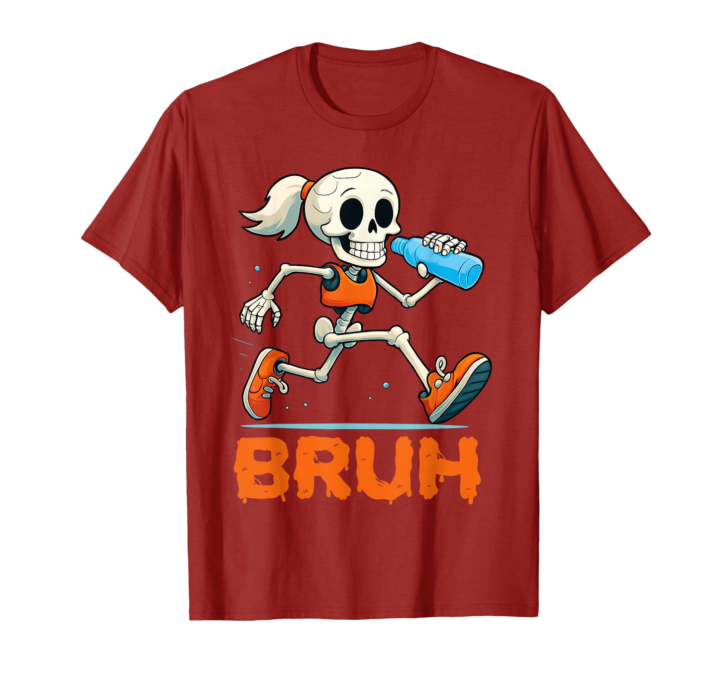 Bruh Running Skeleton Halloween Costume Spooky Runners Lover T-Shirt