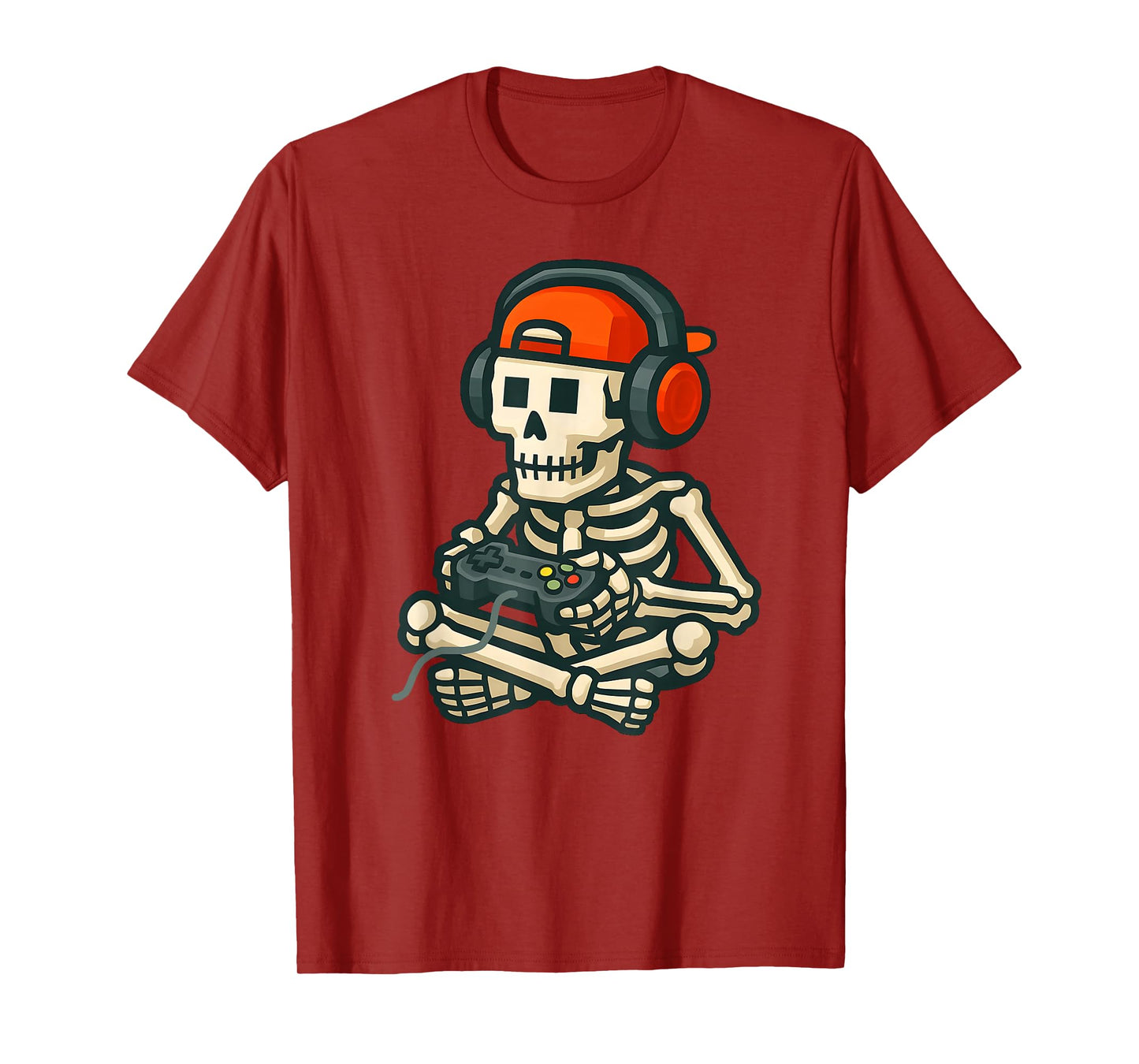 Halloween Skeleton Gamer Funny Pixel Video Gaming Boys Kids T-Shirt