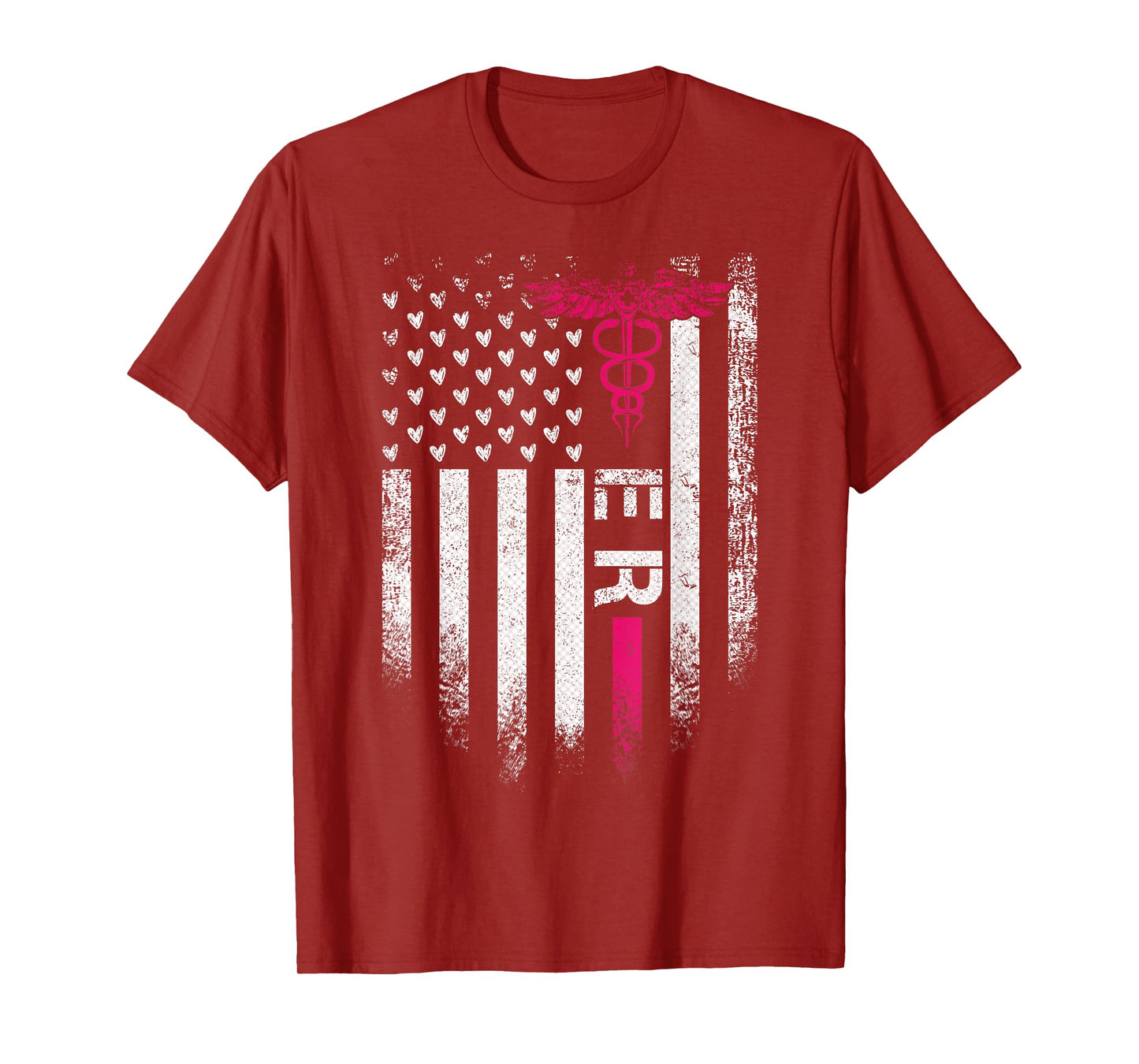 Vintage USA Flag ER Emergency Room Nurse Funny Nursing Women Kids Men T-Shirt
