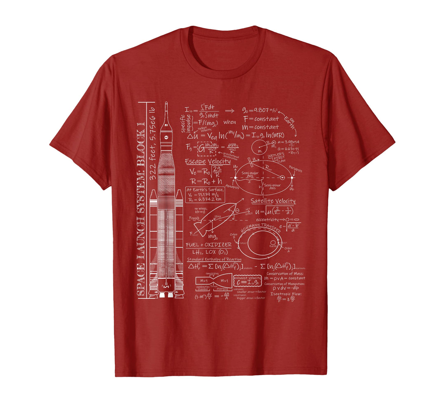 Space Launch Artemis SLS Rocket Science Equations T-Shirt