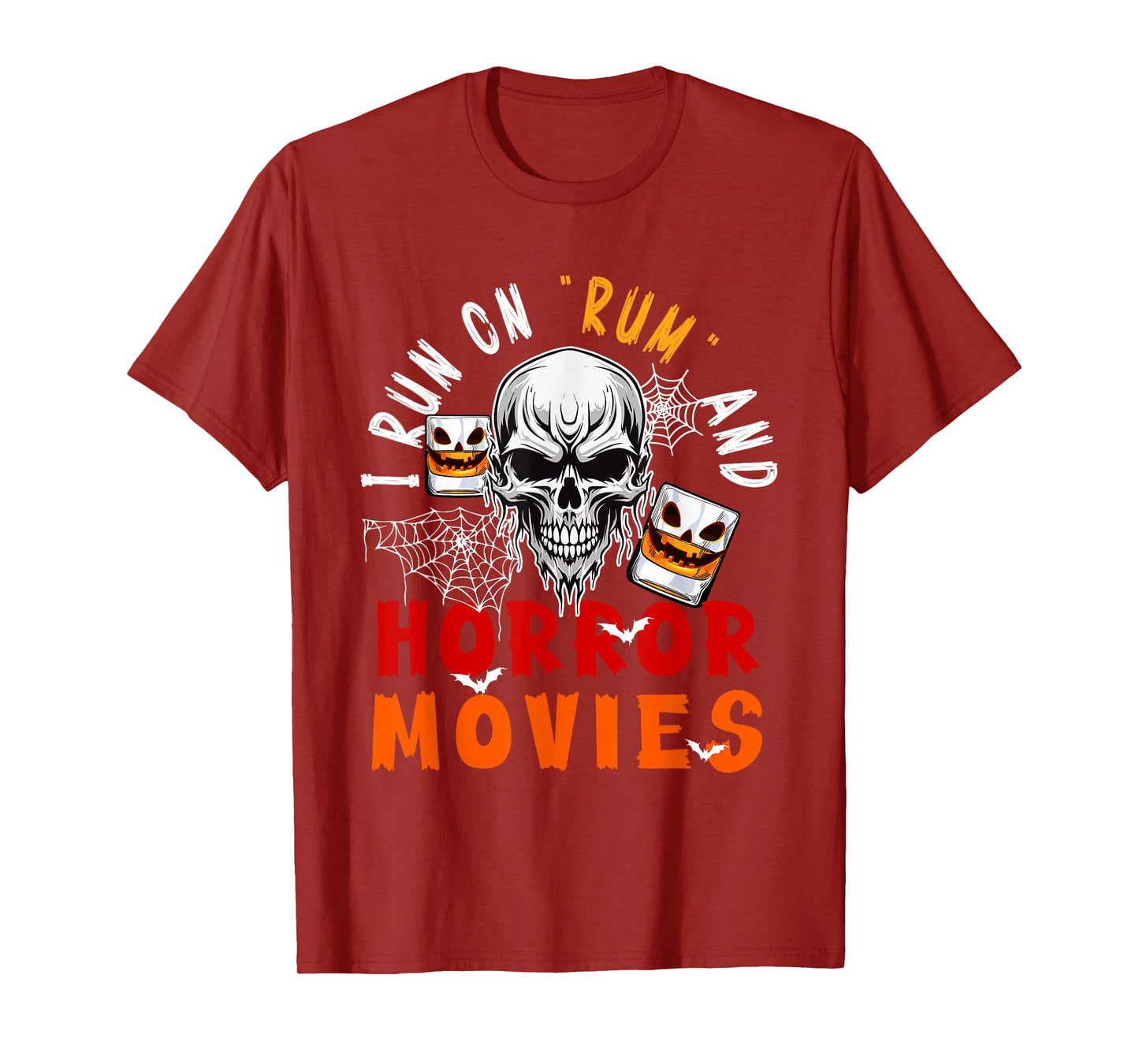 Running On Rum and Horror Movies Halloween Skull Drinker T-Shirt