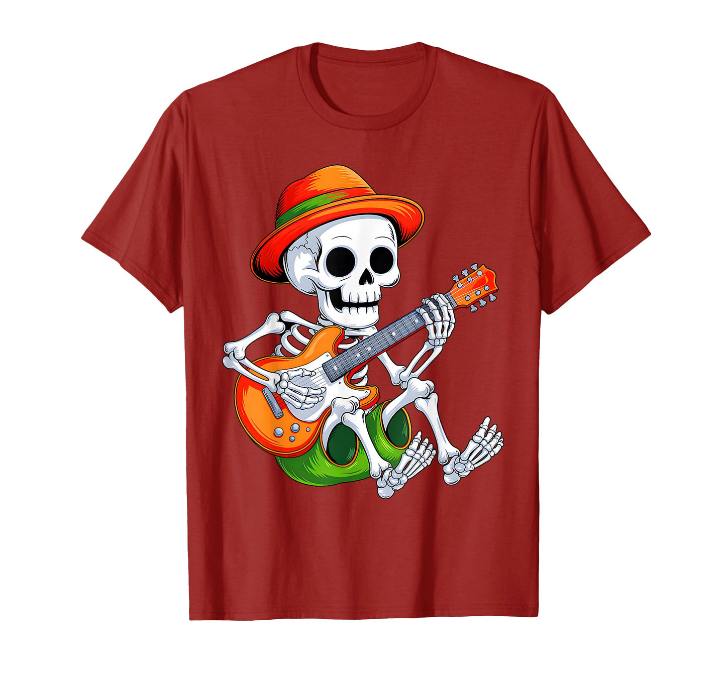 Skeleton Playing Electric Guitar Rock Halloween Men Boys Kid T-Shirt