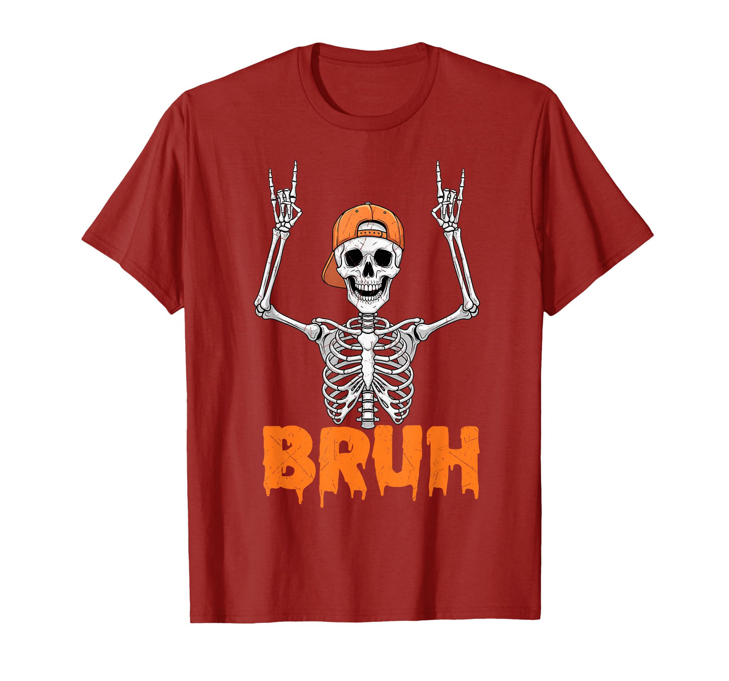 Bruh Punk Rock Skeleton Cool Rocker Halloween Men Boys Kids T-Shirt