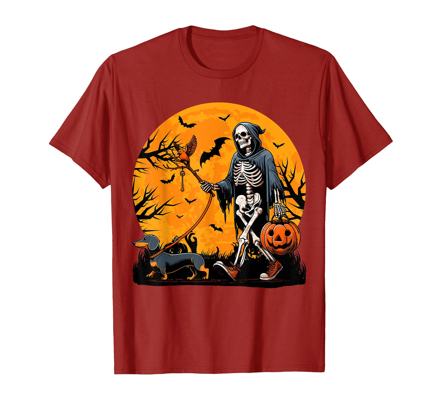 Halloween Dog Skeleton Leads Dog Halloween Dachshund T-Shirt