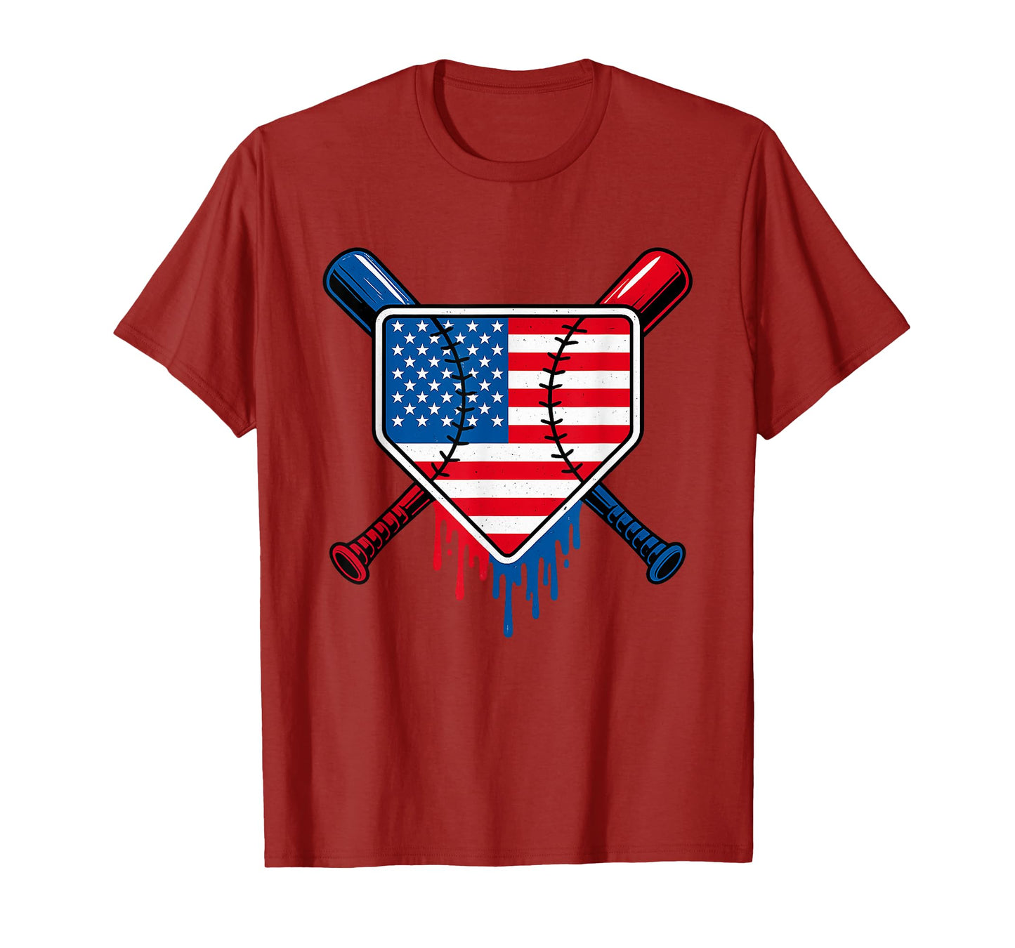 Baseball Drip Boys Ice Cream Patriotic American Flag T-Shirt