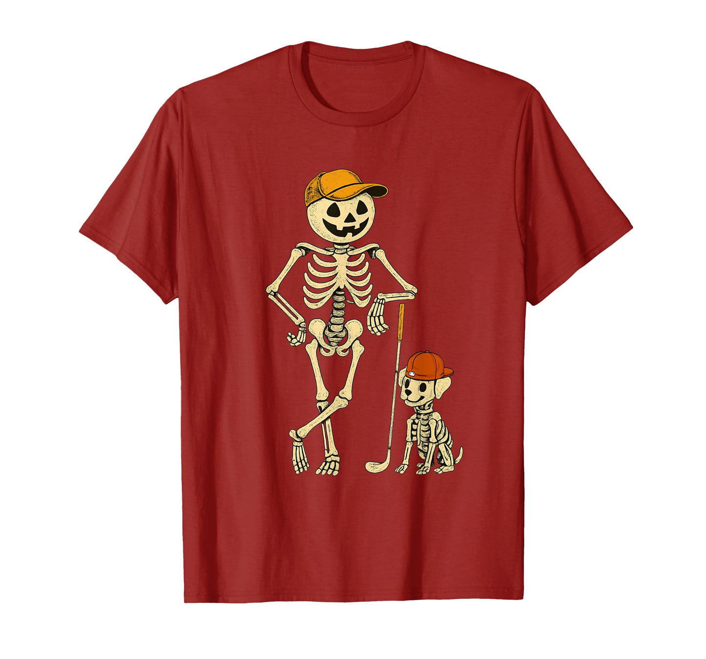 Funny Halloween Skeleton Golfer&Dog Caddy for Golf Pet Fans T-Shirt