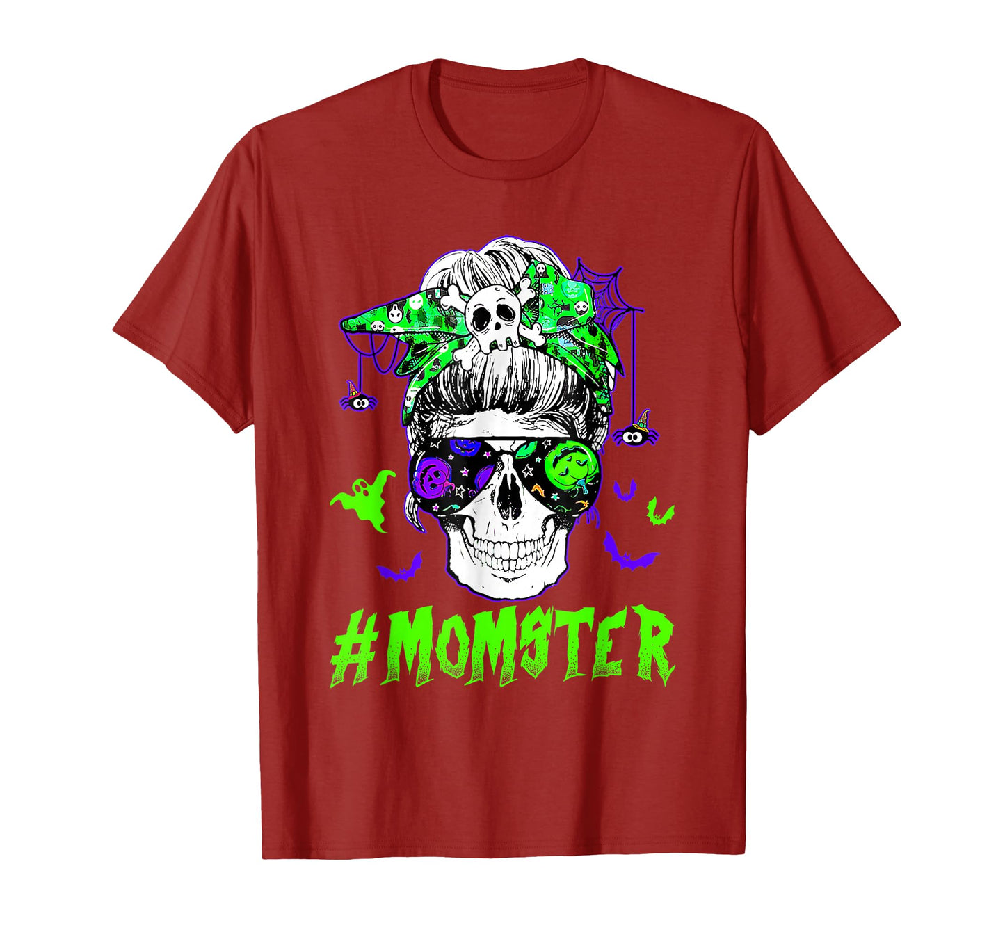Momster Halloween Costume Skeleton Messy Bun Mother Coffee T-Shirt