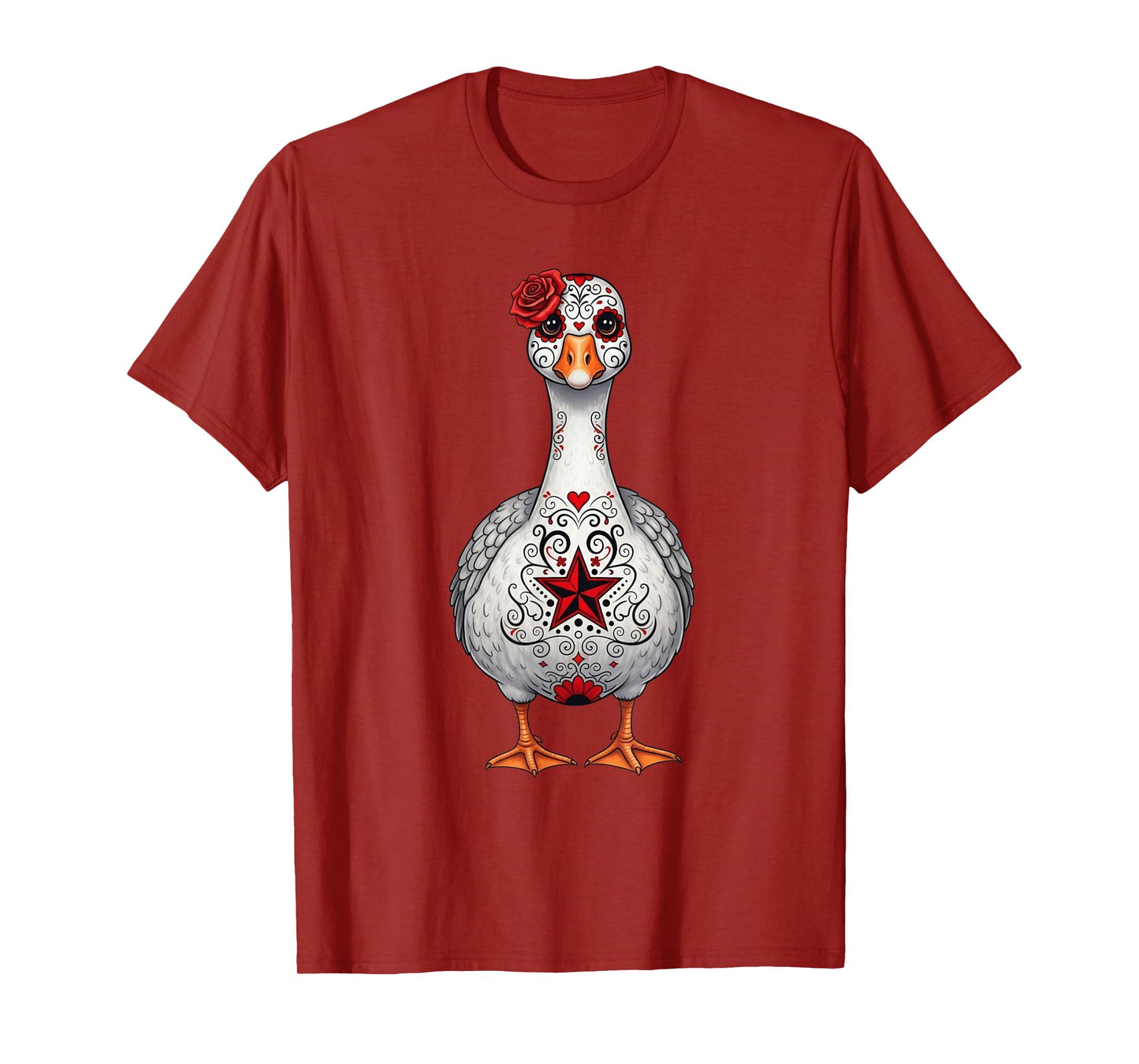 Cute Sugar Skull Goose Halloween Graphic T-Shirt