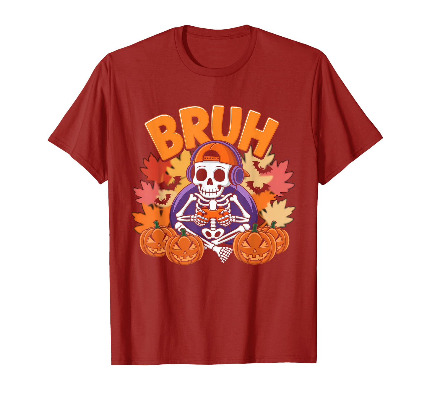 Halloween Skeleton Video Gaming Gamer Men Teens Youths Boys T-Shirt