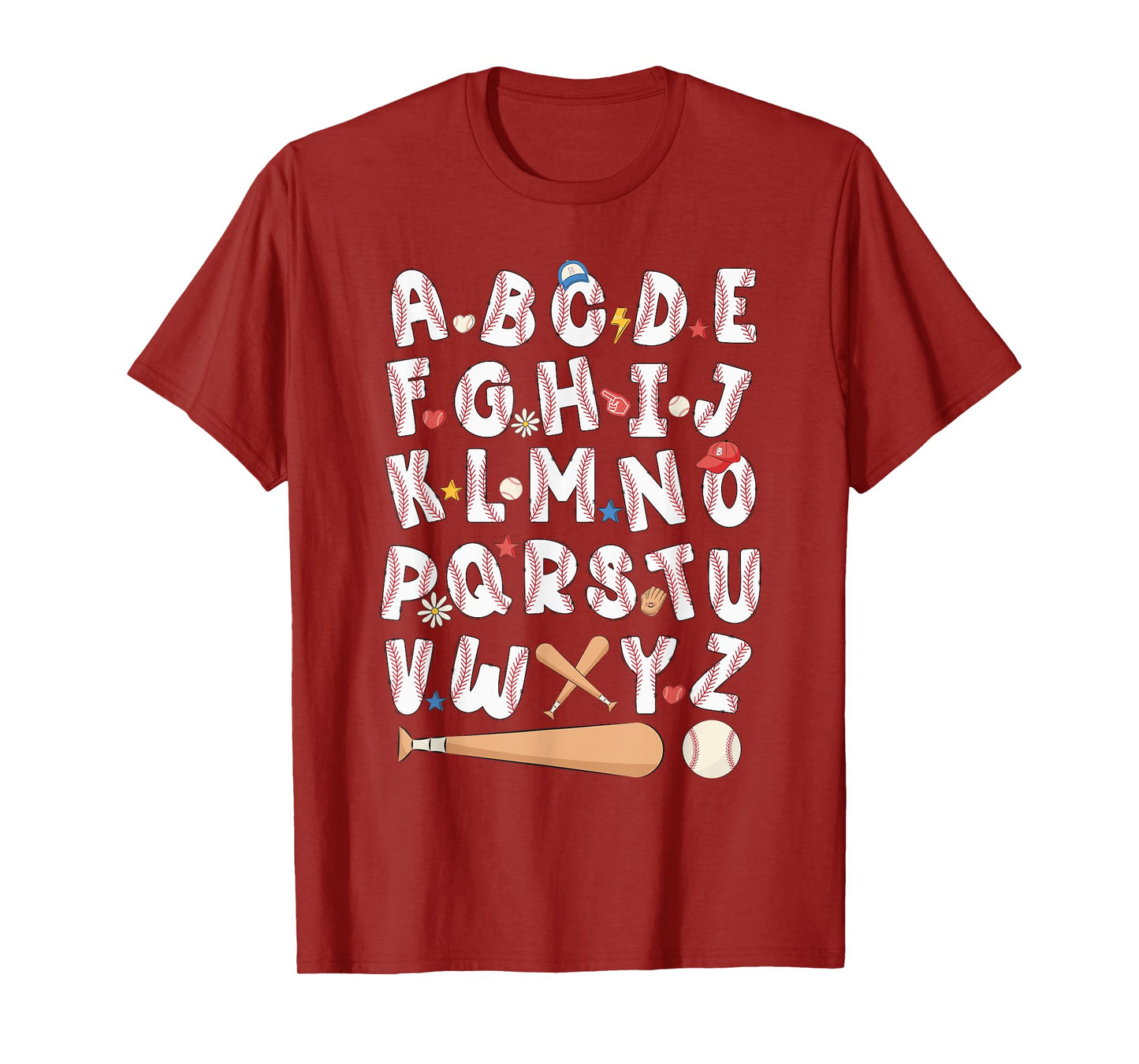 Alphabet Baseball ABCs Letters Kids Boys Girls Teacher T-Shirt