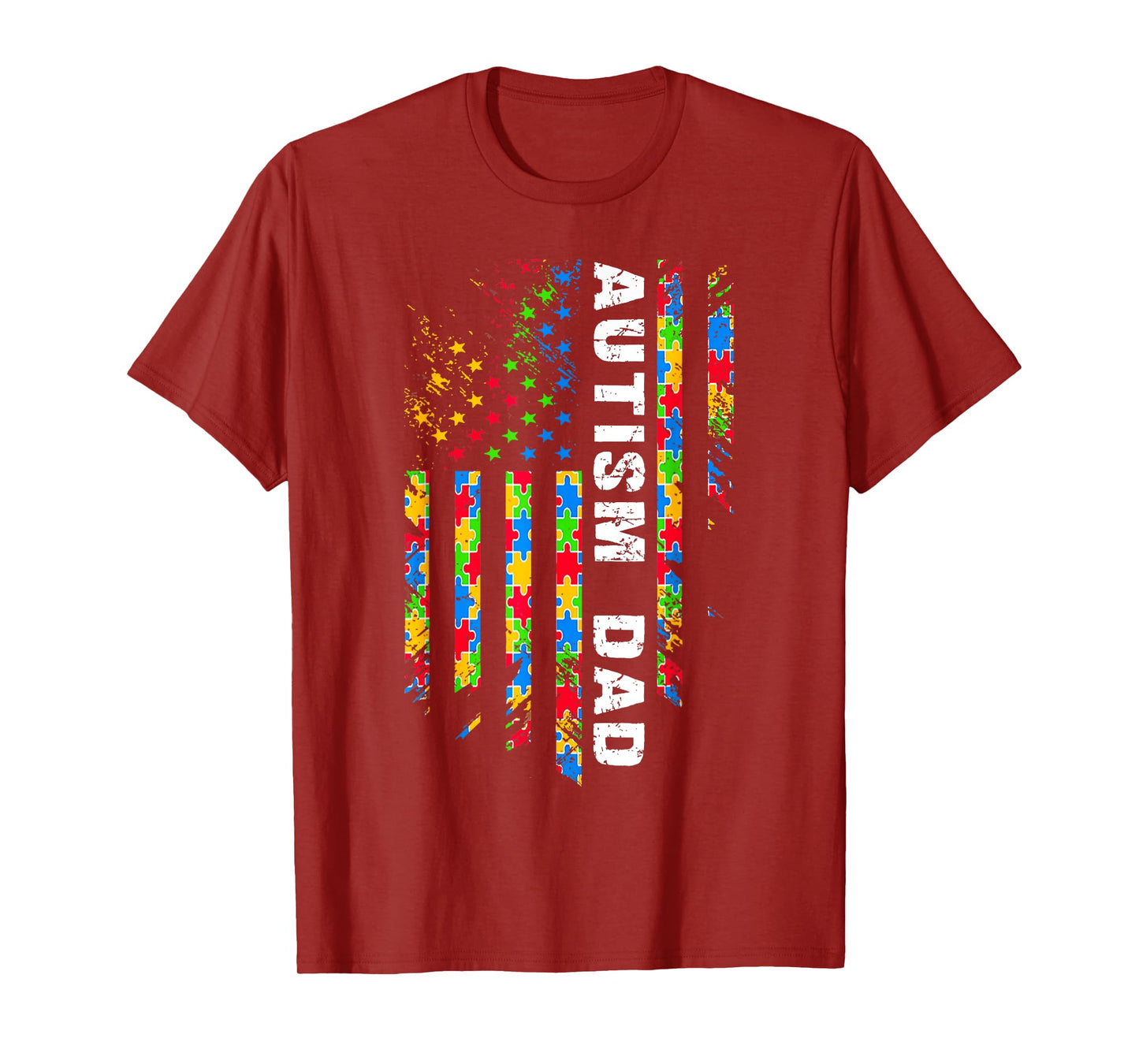 Autism Dad Awareness American Flag USA Men Women Kids T-Shirt