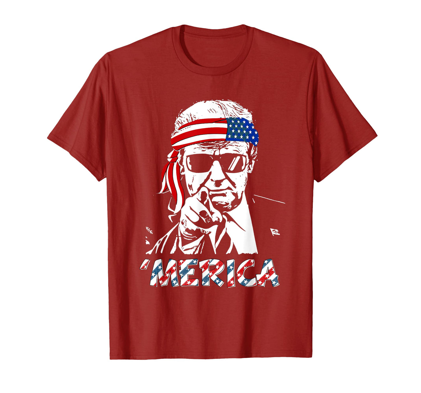 'MERICA TRUMP Happy 4th Of July Trump American Flag T-Shirt for Women Men