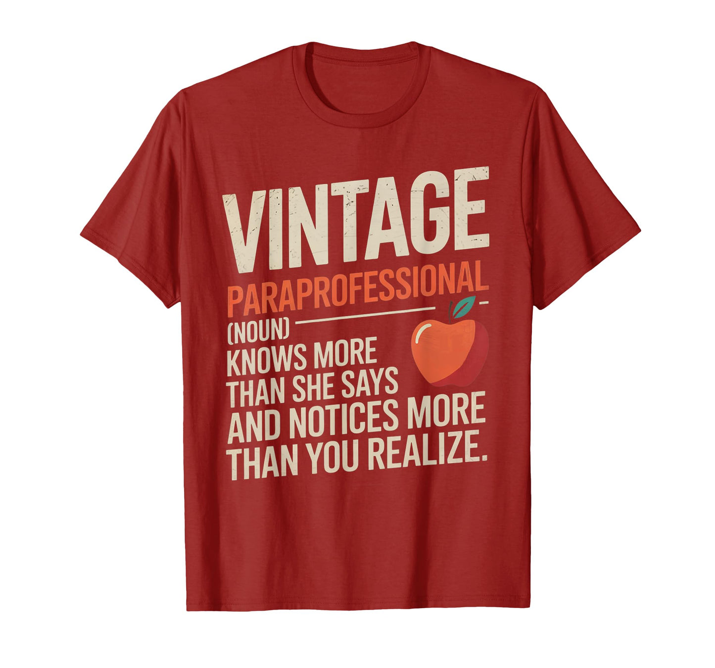 Vintage Paraprofessional Definition Tee Retro Appreciation T-Shirt