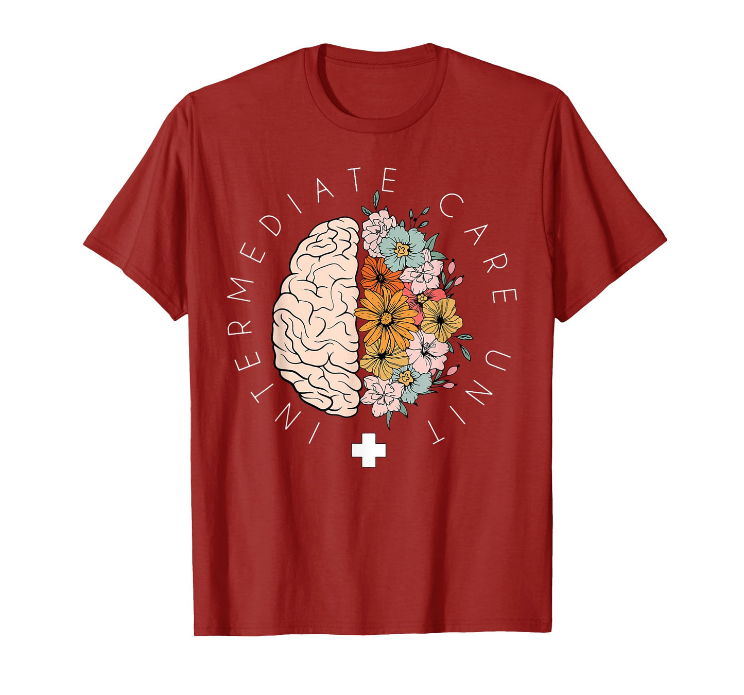 Floral Brain IMCU Intermediate Care Unit Nurse Appreciation T-Shirt