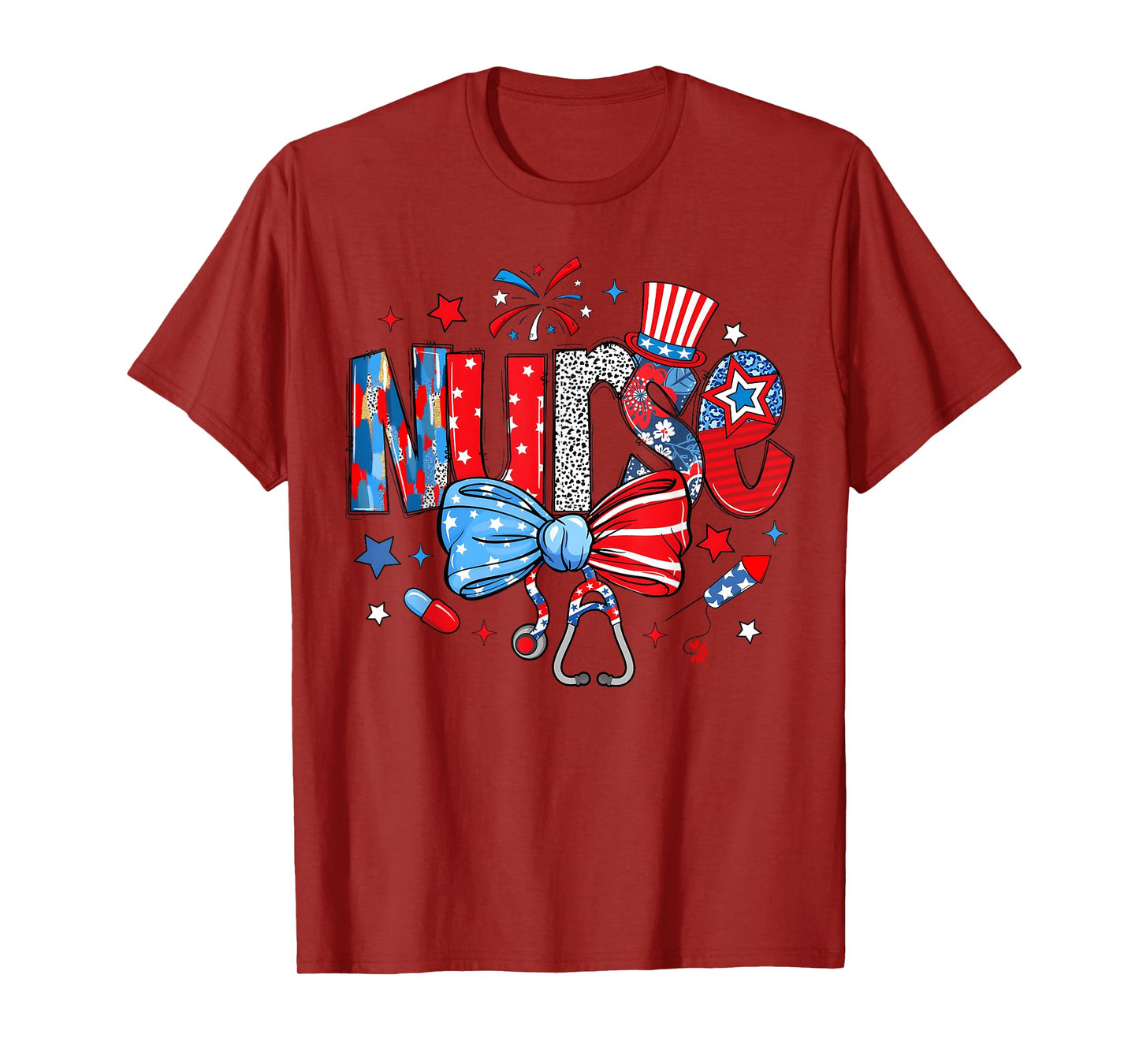 4th Of July Nurse American Flag Fourth Of July Independence T-Shirt