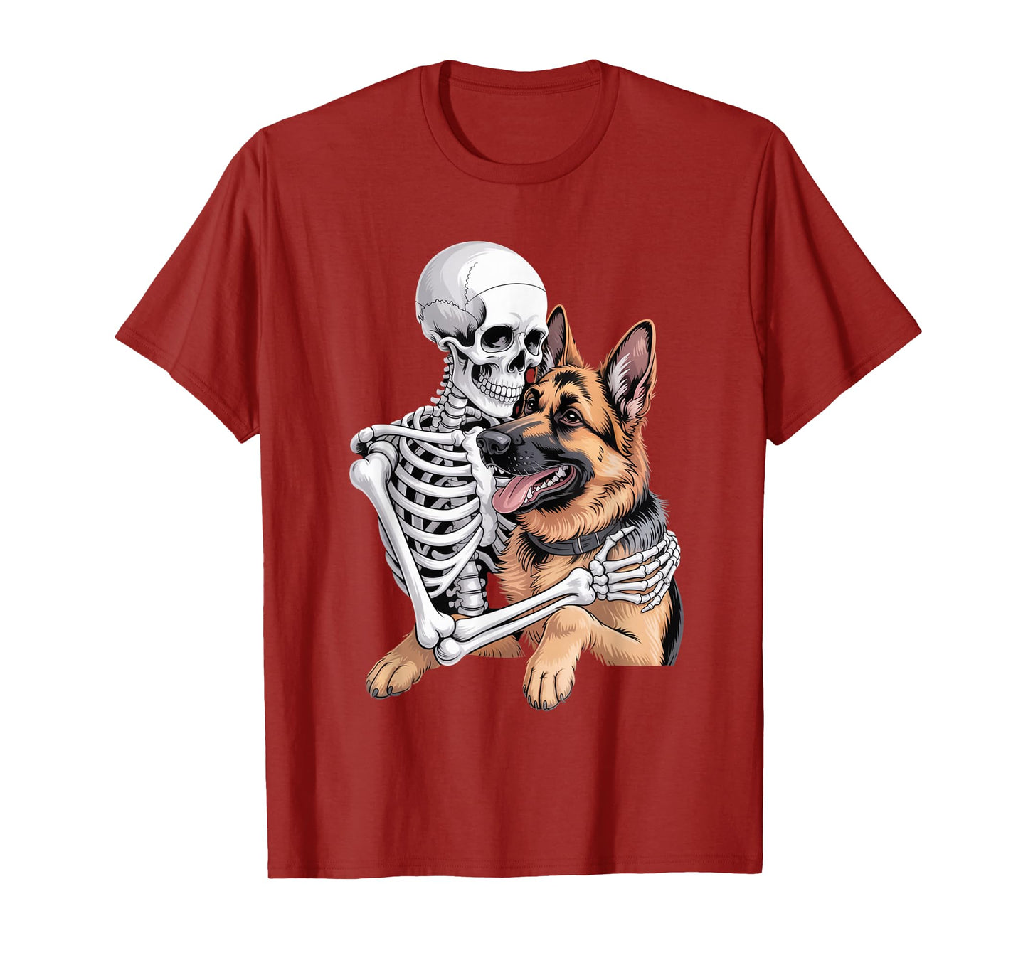 Skeleton Hugging Dog Creepy Cute Halloween T-Shirt