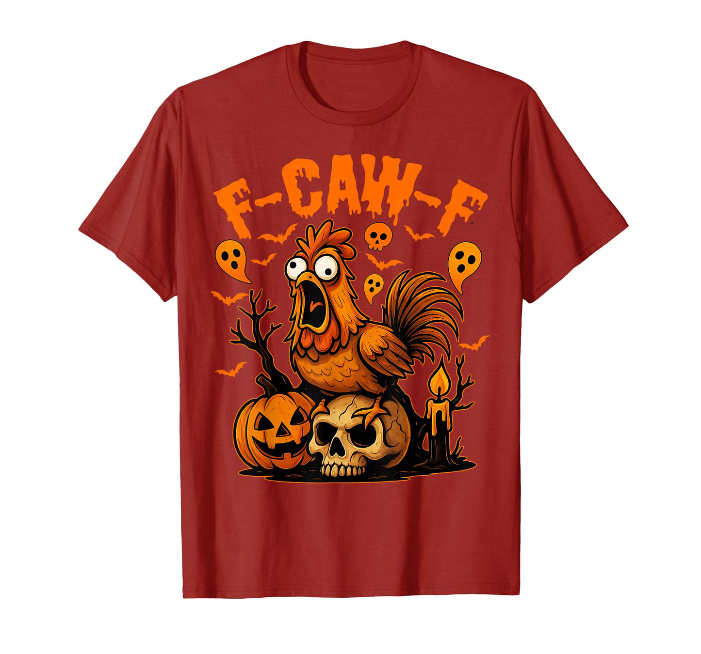 Funny F-Awk-F Chicken F-Caw-F Rooster Pun Retro Halloween T-Shirt