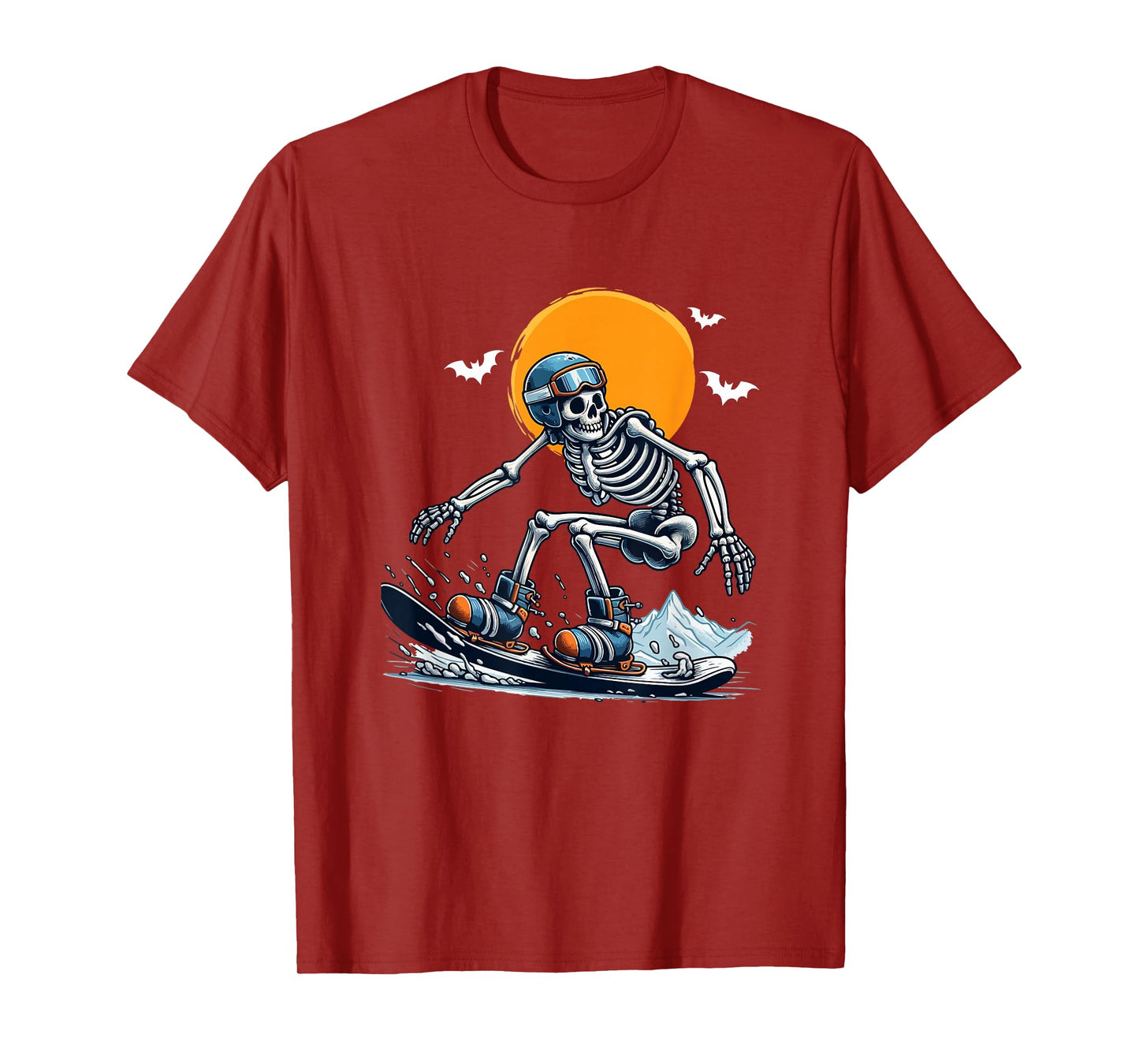 Skeleton Snowboarding Halloween Costume Sports Lover Family T-Shirt