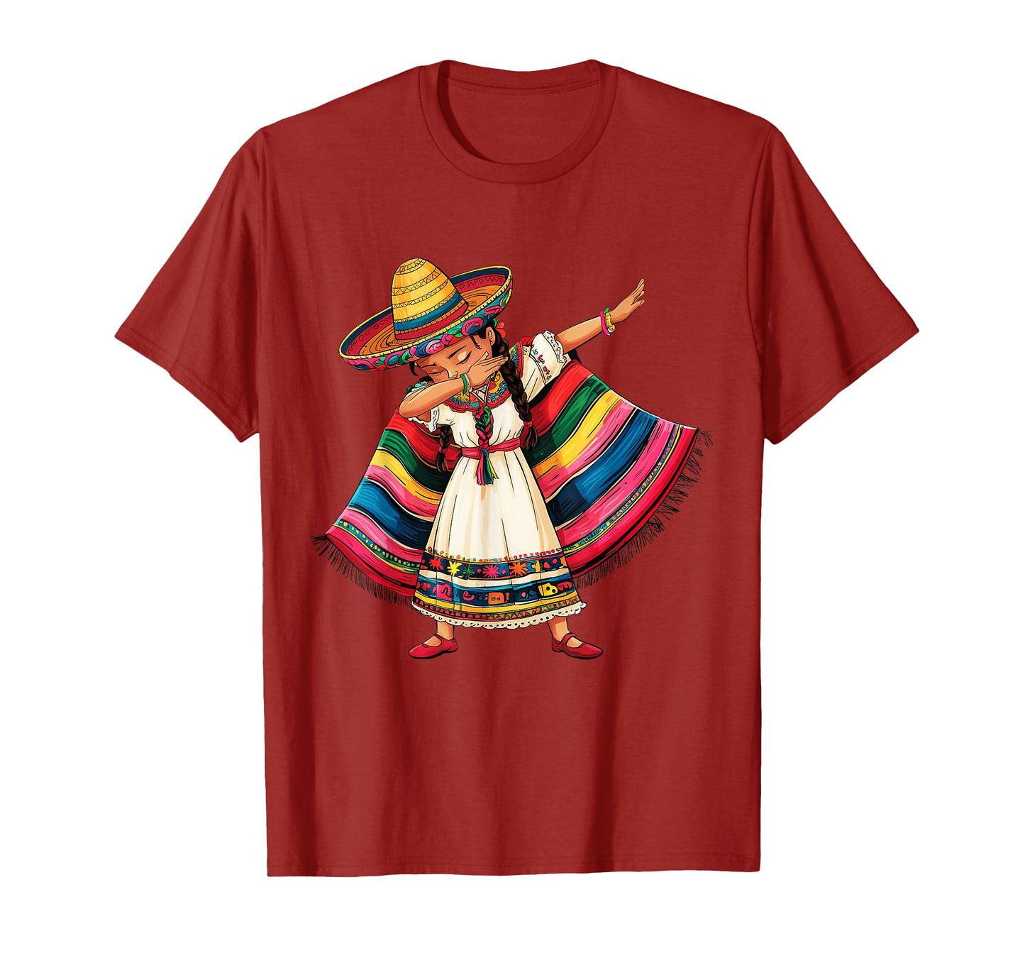 Cinco De Mayo Dabbing Mexican Girls Sombrero Poncho T-Shirt