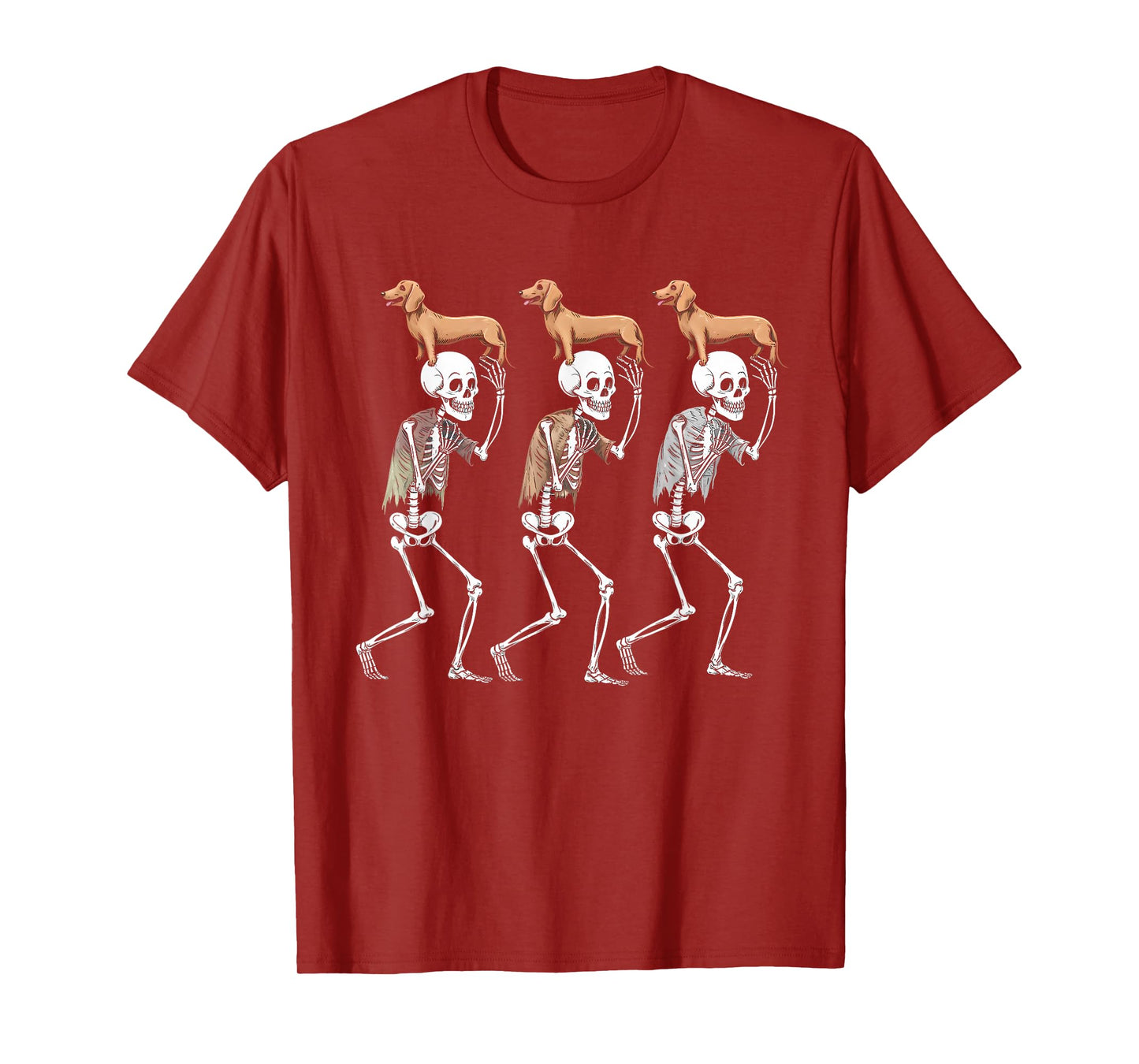 Cute Dancing Skeletons Dachshund Funny Halloween Men & Women T-Shirt