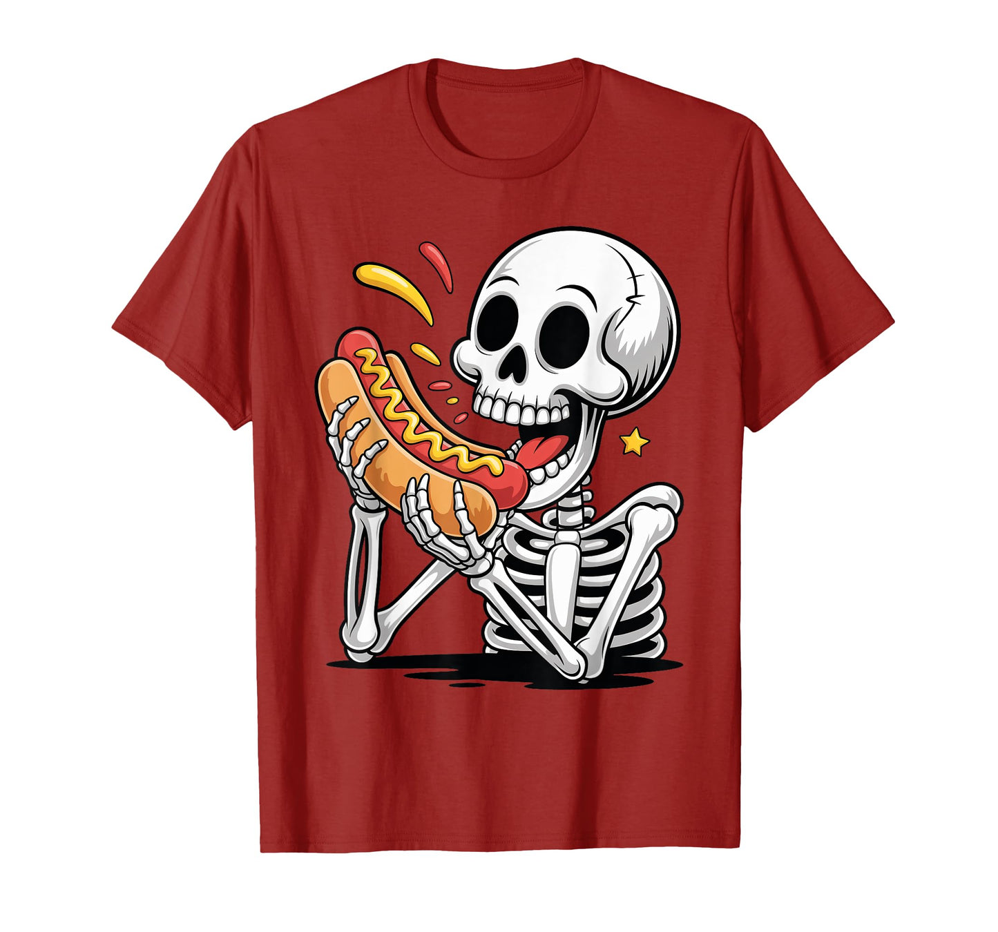 Halloween Skeleton Eating Hot Dog Funny Kids Trick or Treat T-Shirt