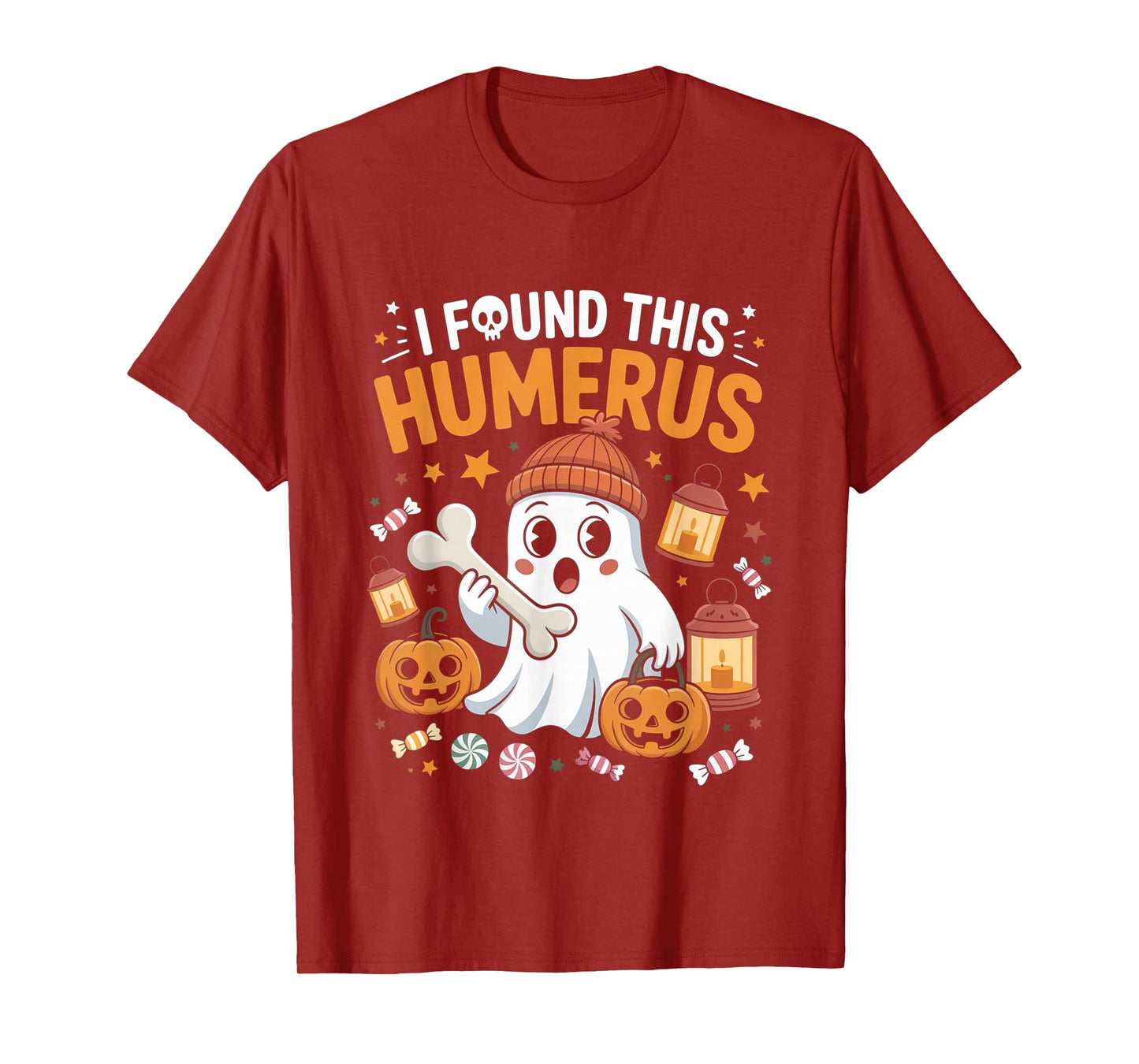 Ghost I Found This Humerus Funny Halloween Skeleton Women T-Shirt