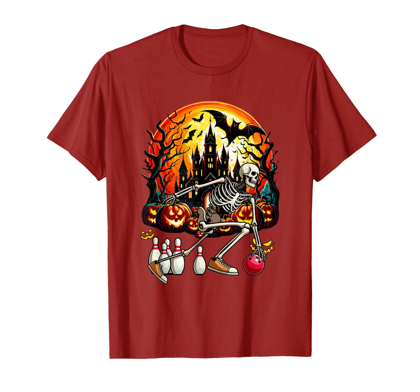 Bowling Player Sports Lover Costume Halloween Skeleton T-Shirt