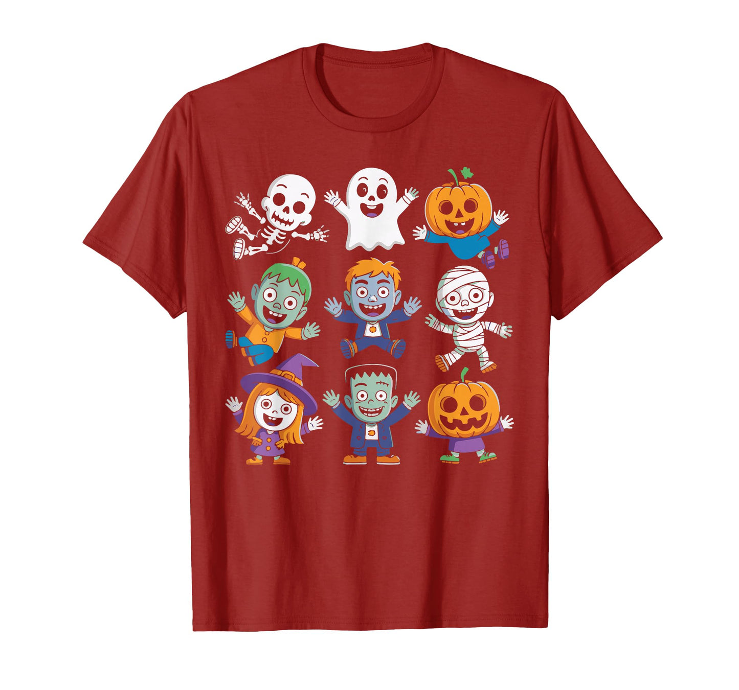 Spooky Skeleton Ghost Pumpkin Dance Halloween Outfit Kids T-Shirt