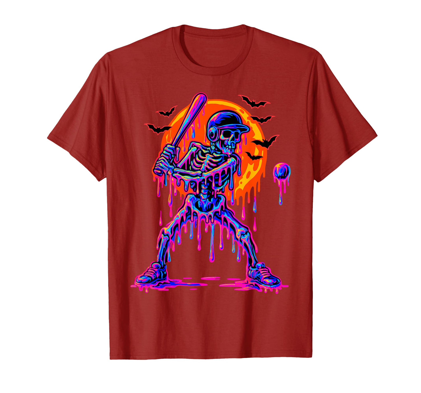 Drip Skeleton Batting Baseball Halloween T-Shirt