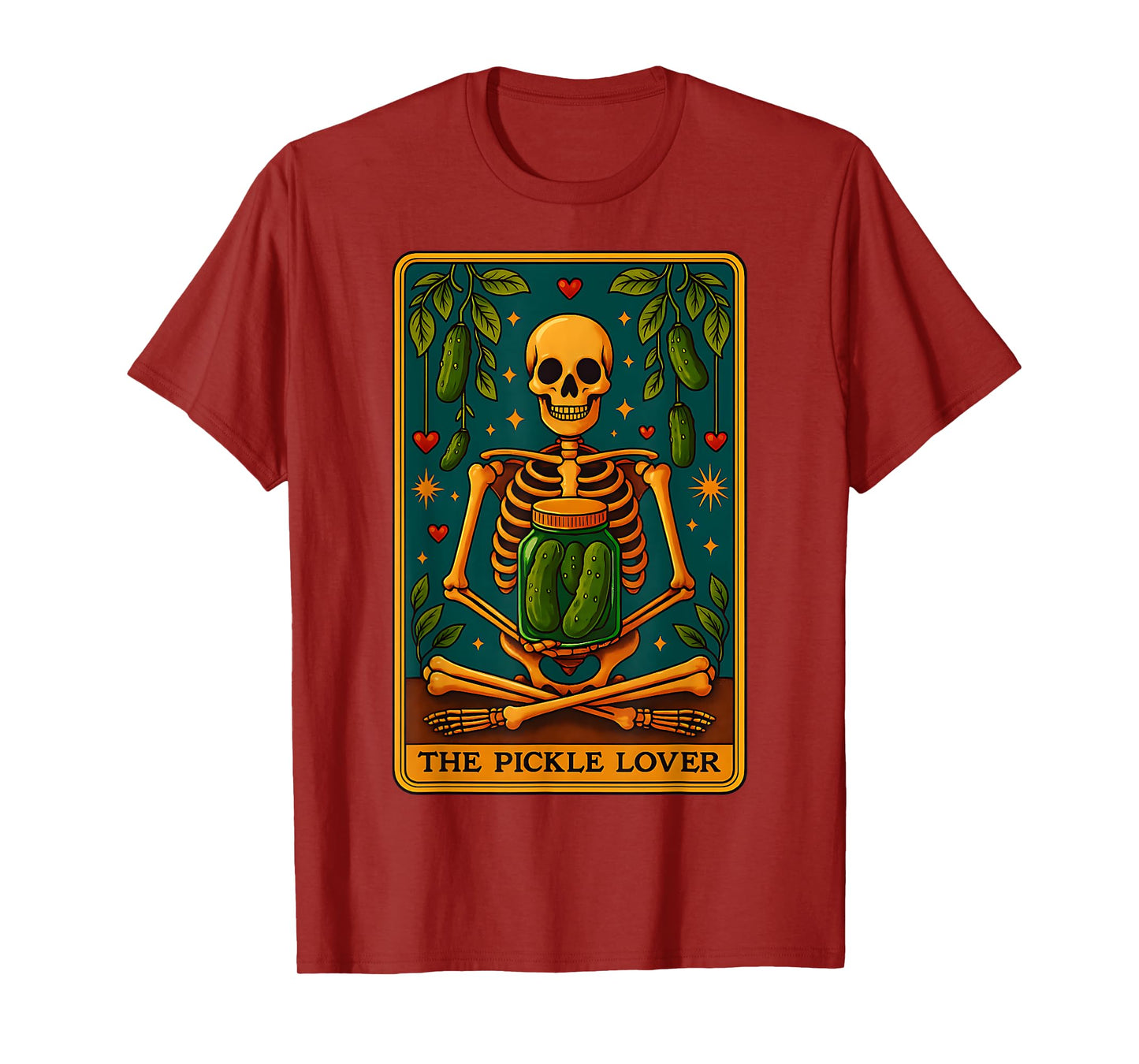 The Pickle Lover Tarot Card Funny Pickle Foodie Skeleton T-Shirt